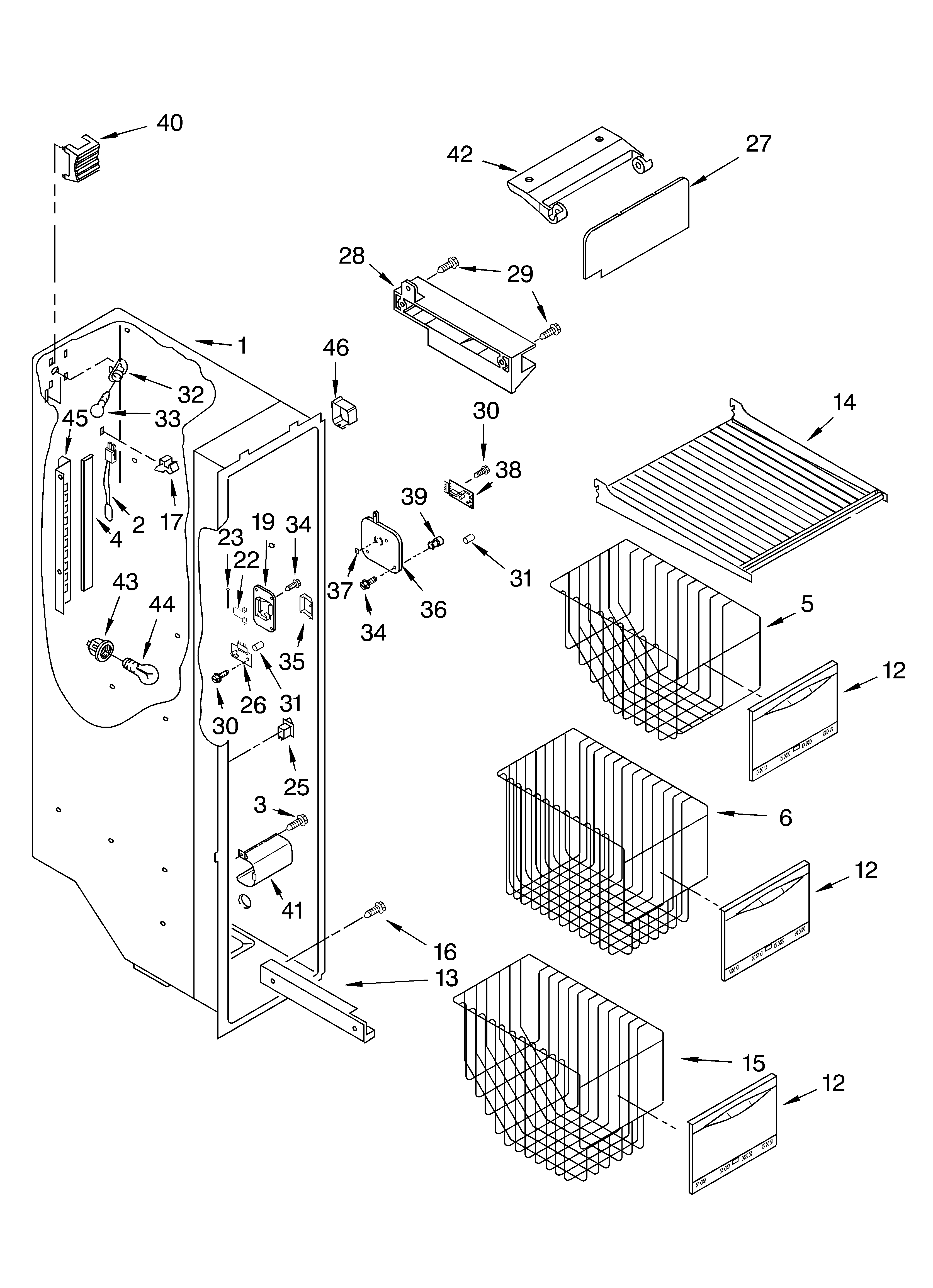 KitchenAid KSRS25ILBT00 freezer liner parts diagram