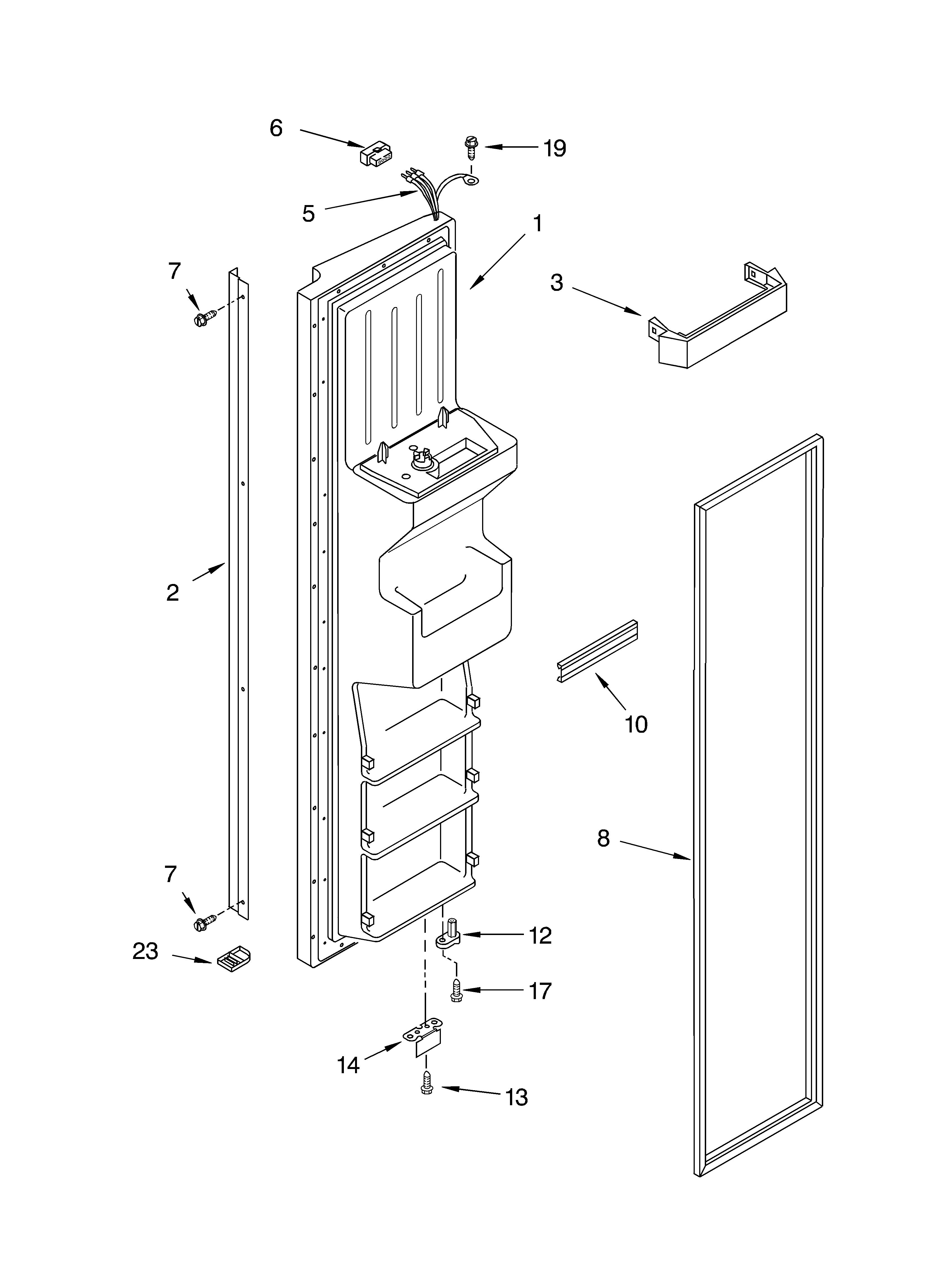 KitchenAid KSRS25ILBT00 freezer door parts diagram