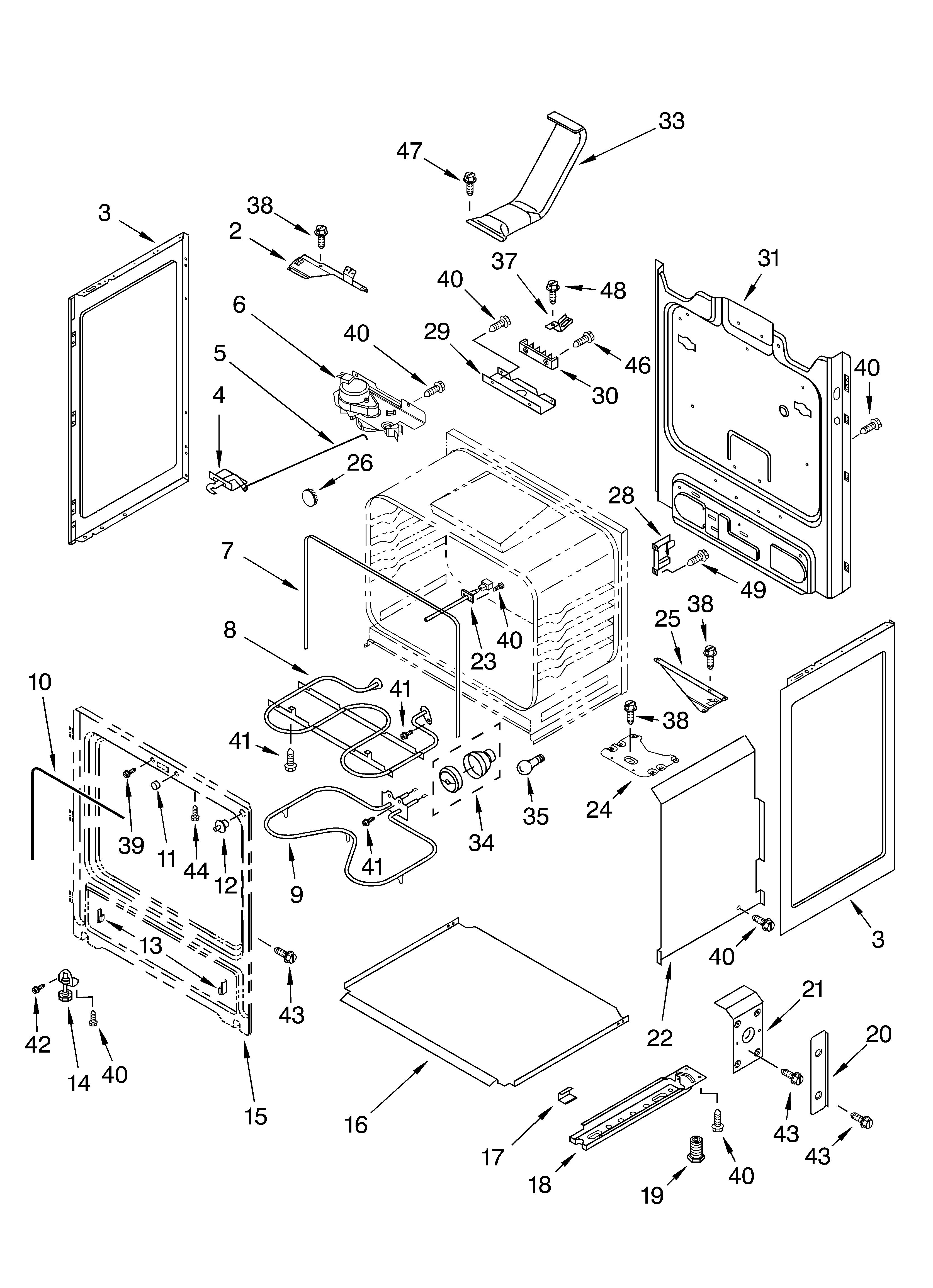 Whirlpool RF196LXKT1 chassis parts diagram