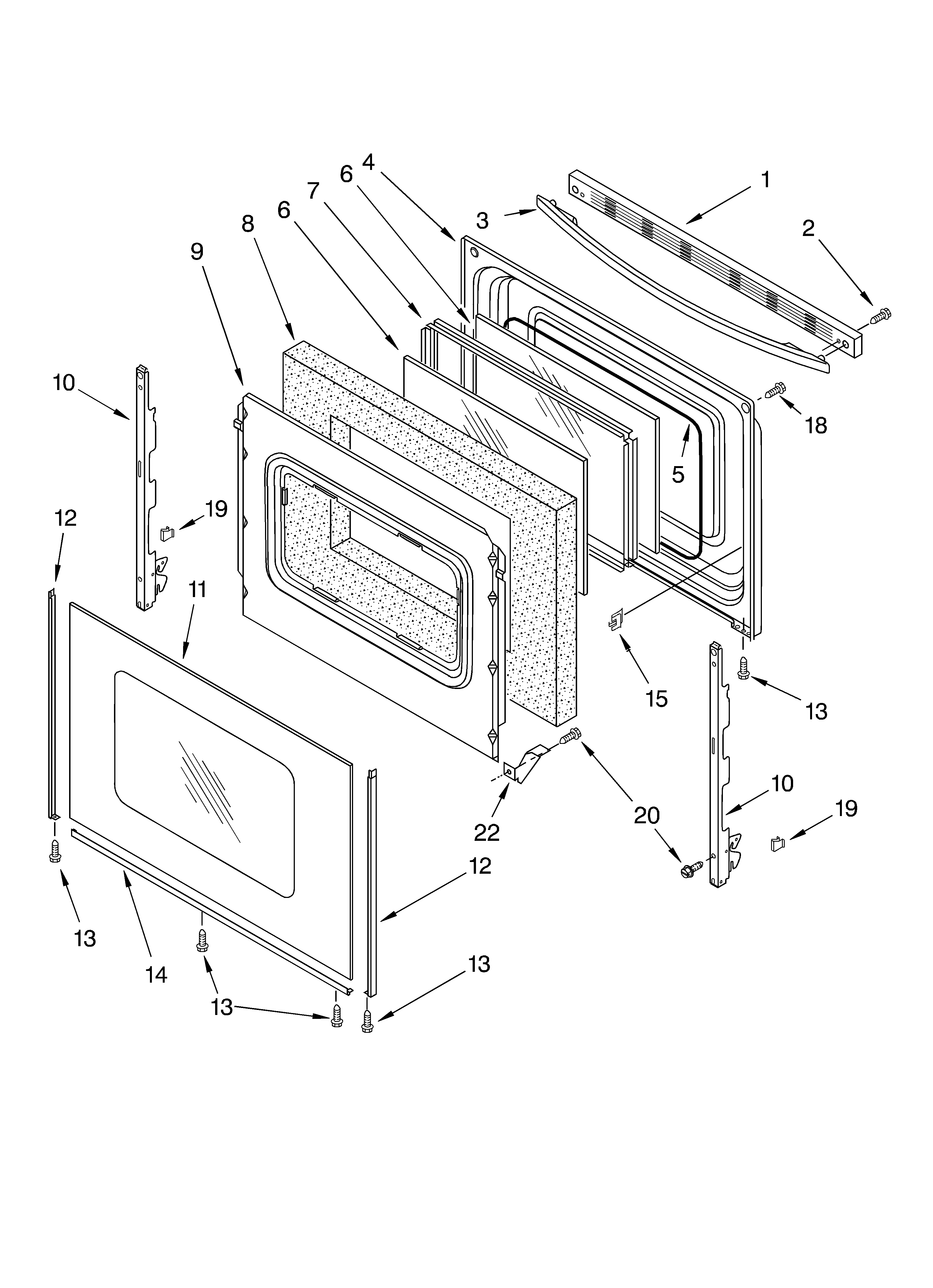 Whirlpool RF196LXKT1 door parts diagram