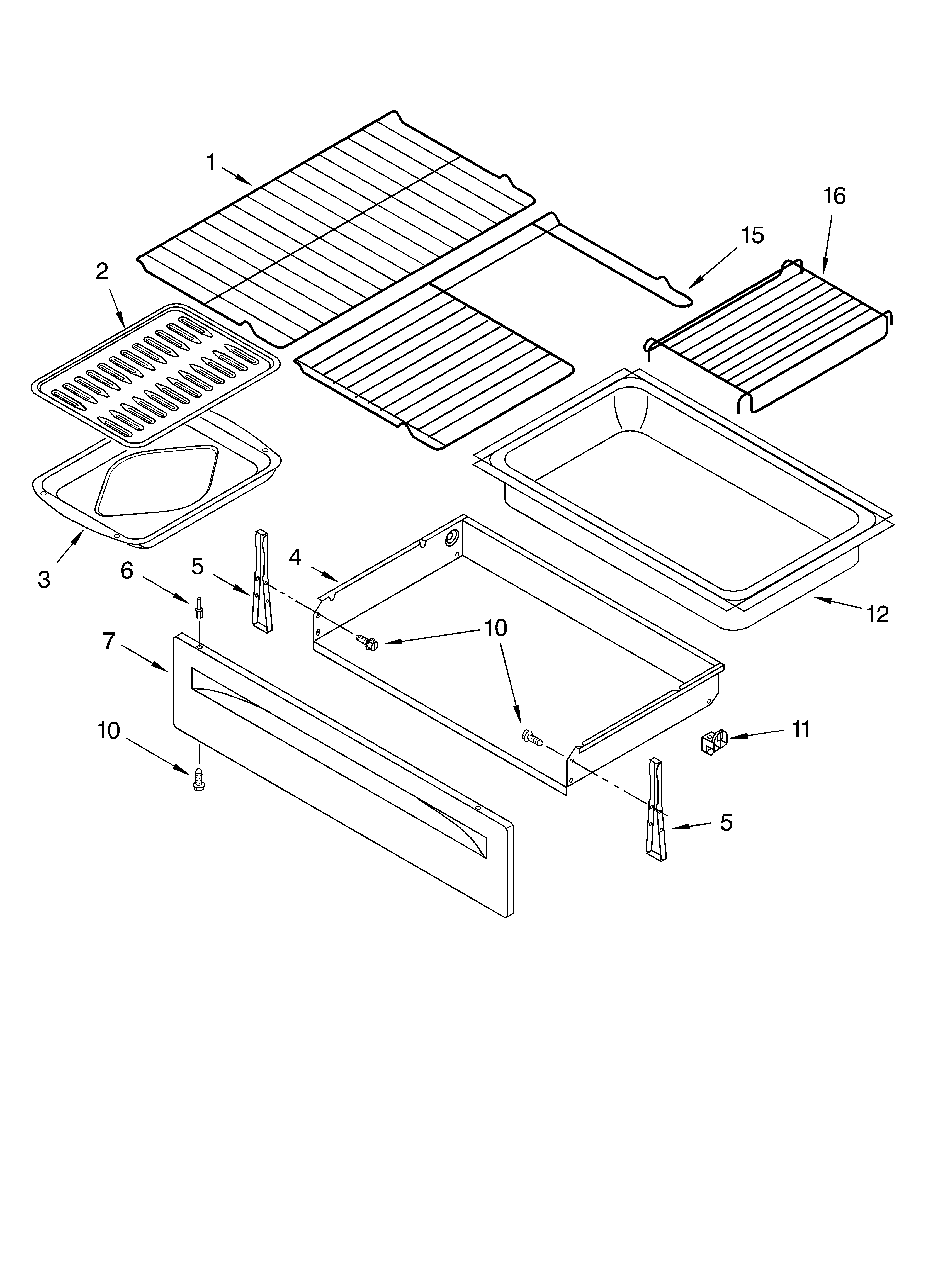 Whirlpool RF199LXKP1 drawer & broiler parts, miscellaneous parts diagram