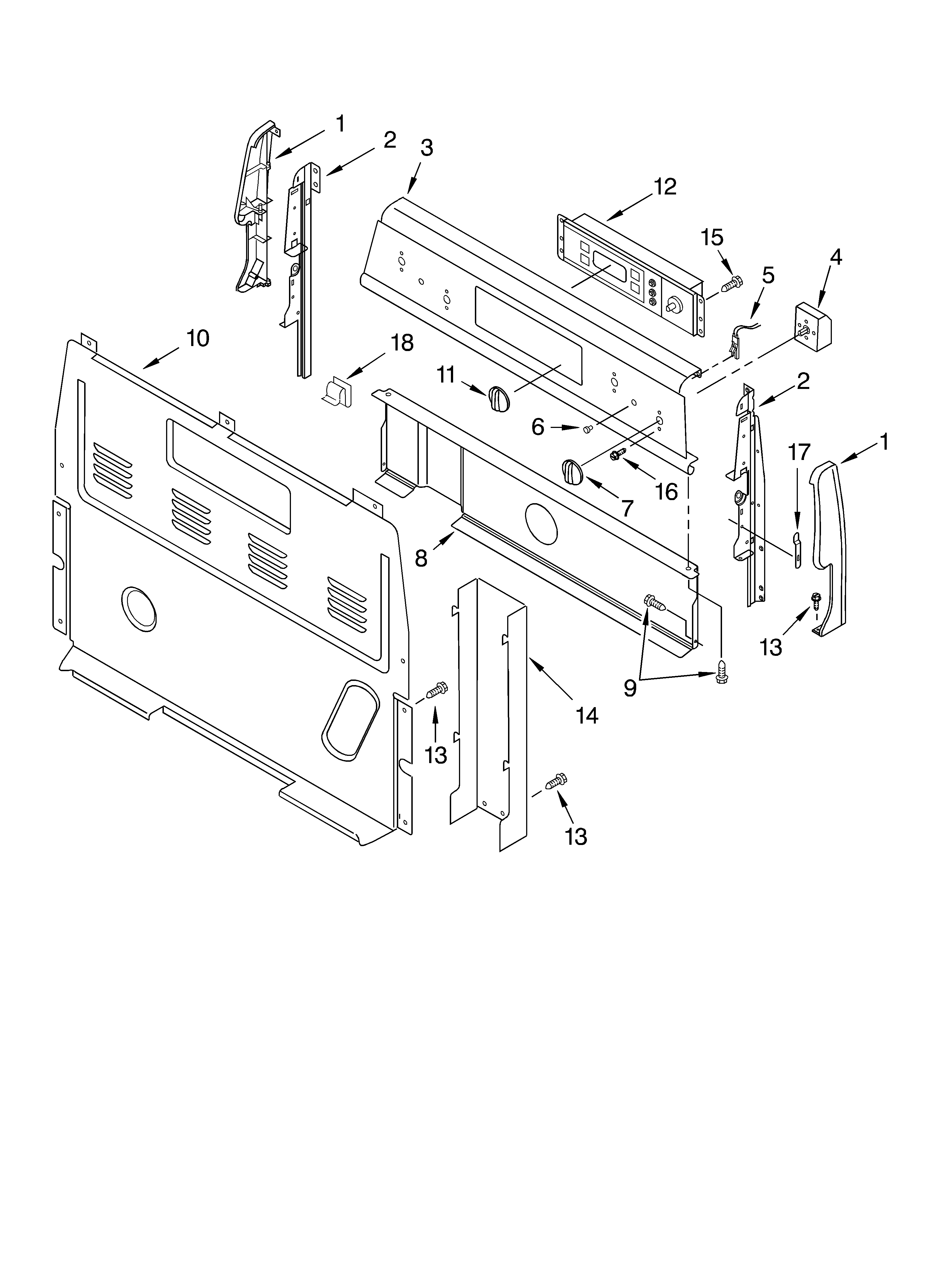 Whirlpool RF352BXKW0 control panel parts diagram
