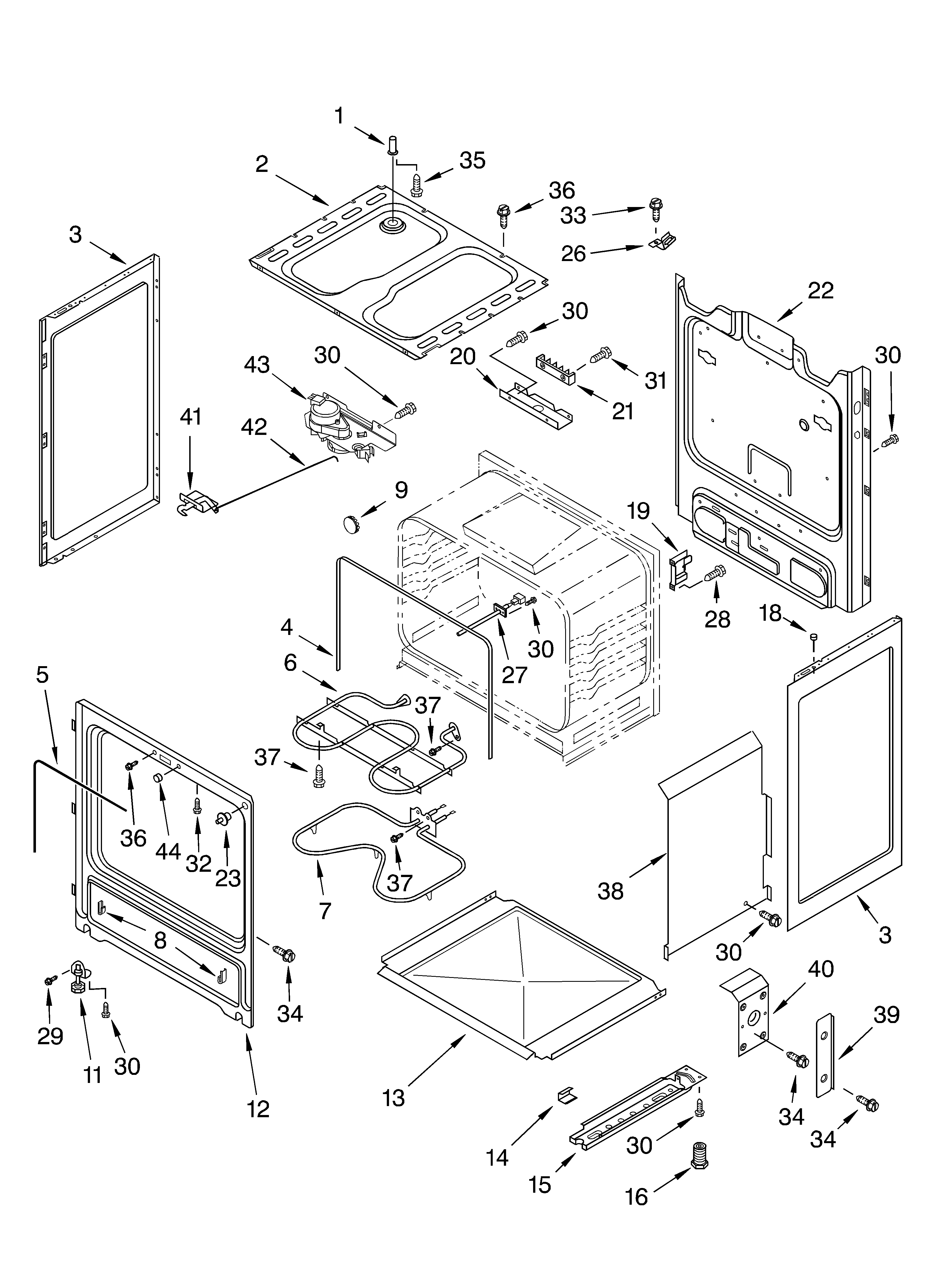 Whirlpool RF352BXKW0 chassis parts diagram