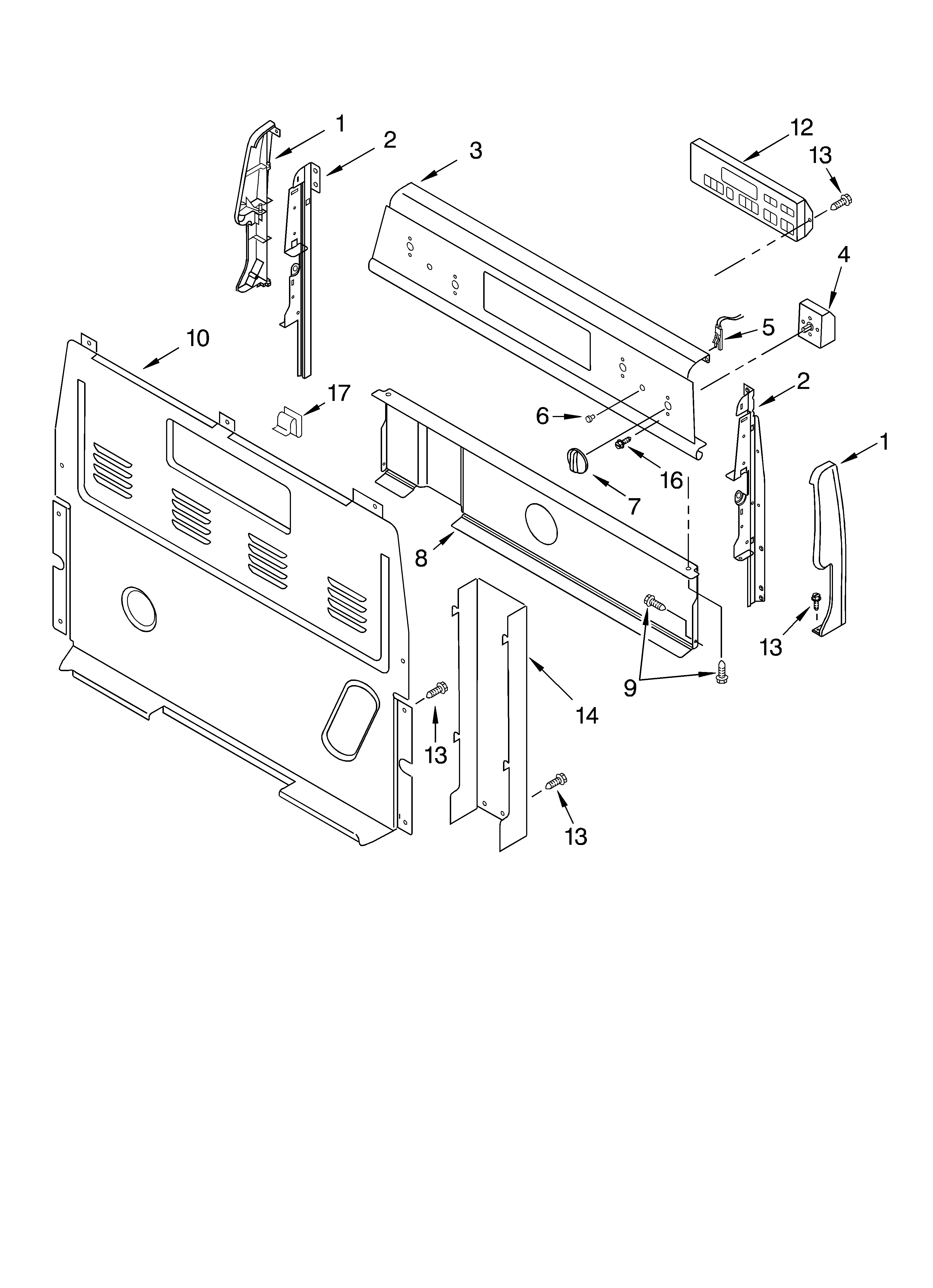 Whirlpool RF378LXKB1 control panel parts diagram