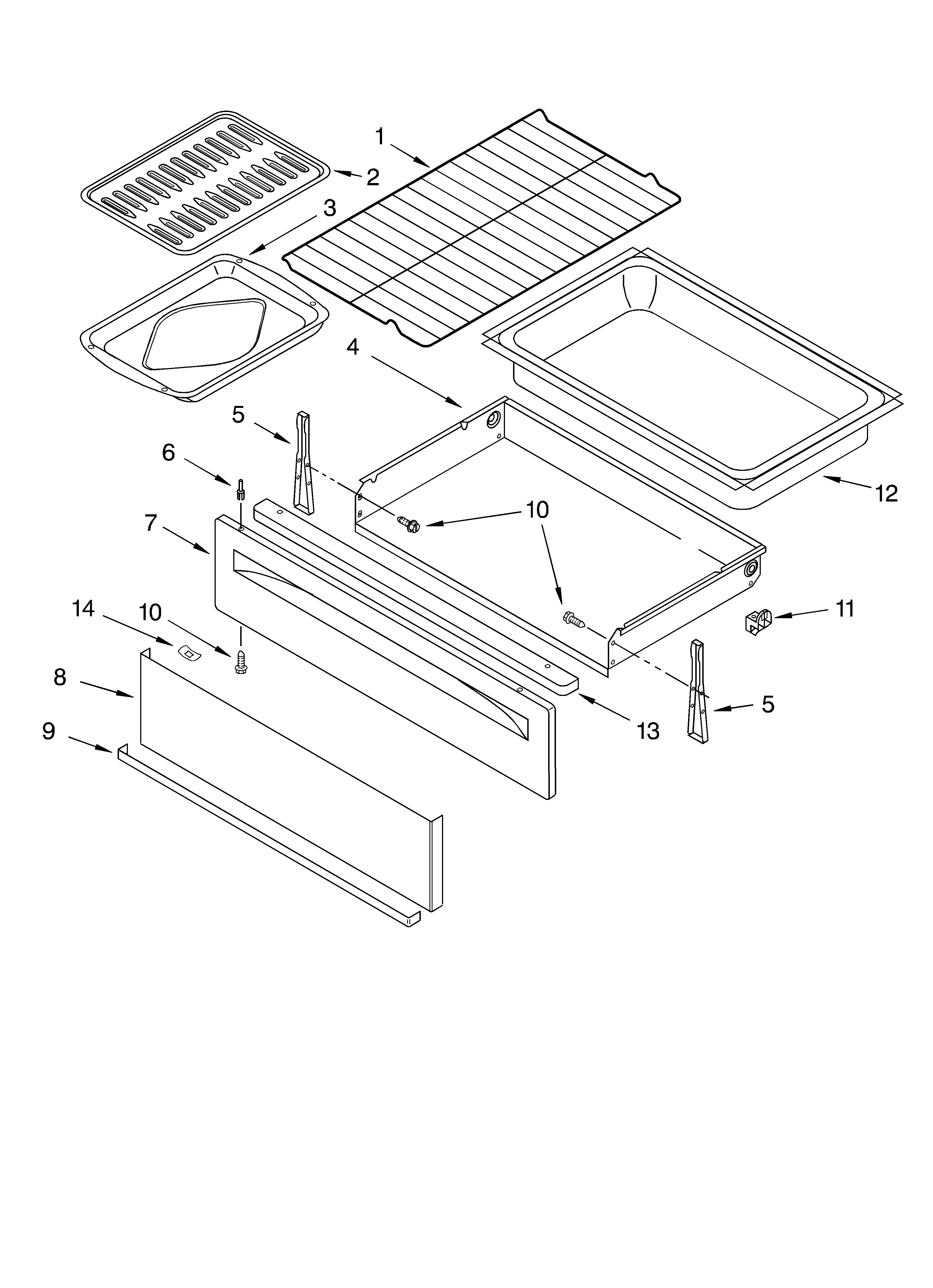 Whirlpool RF378LXKB1 drawer & broiler parts, miscellaneous parts diagram