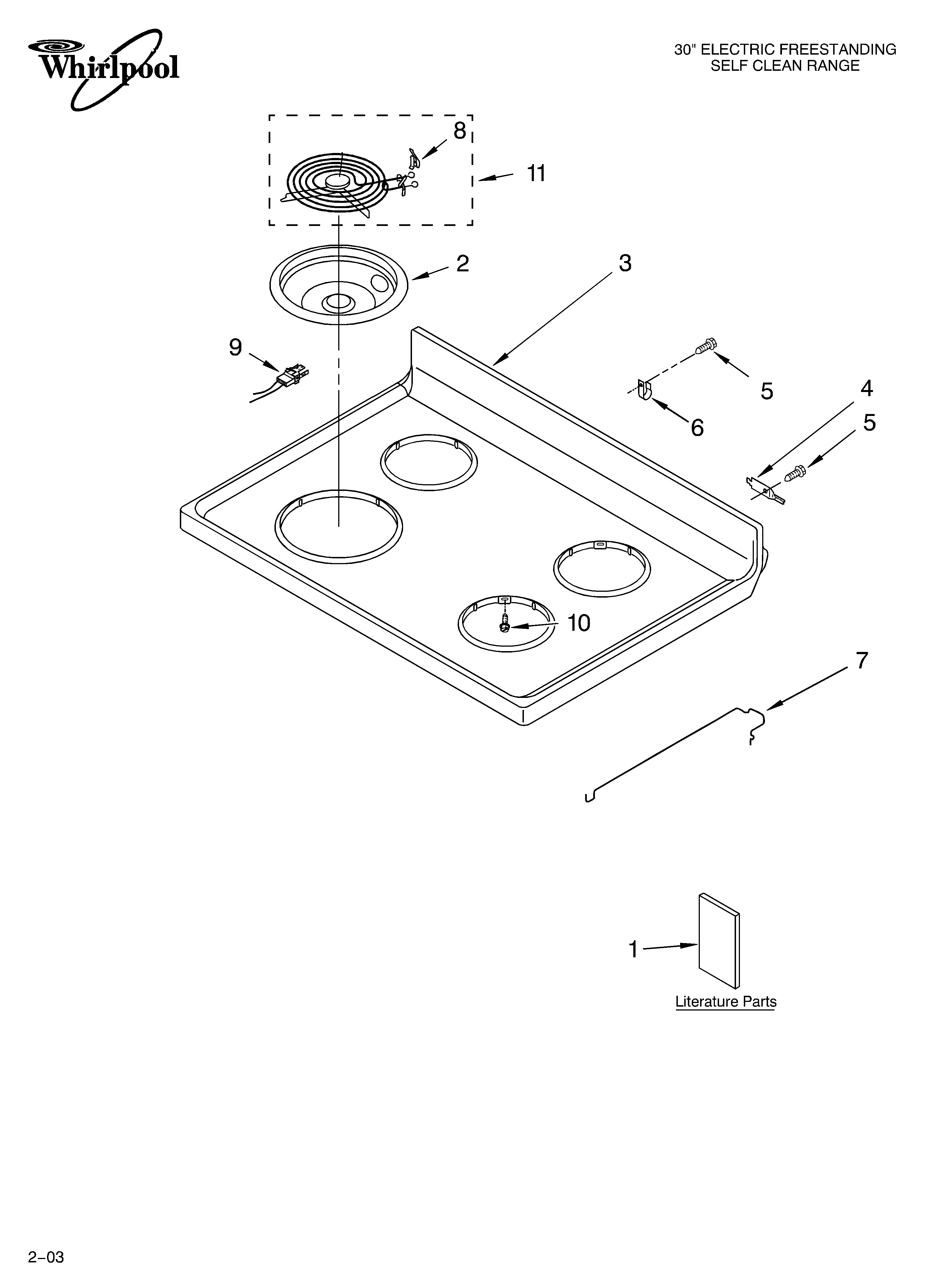 Whirlpool RF379LXKT1 cooktop parts diagram