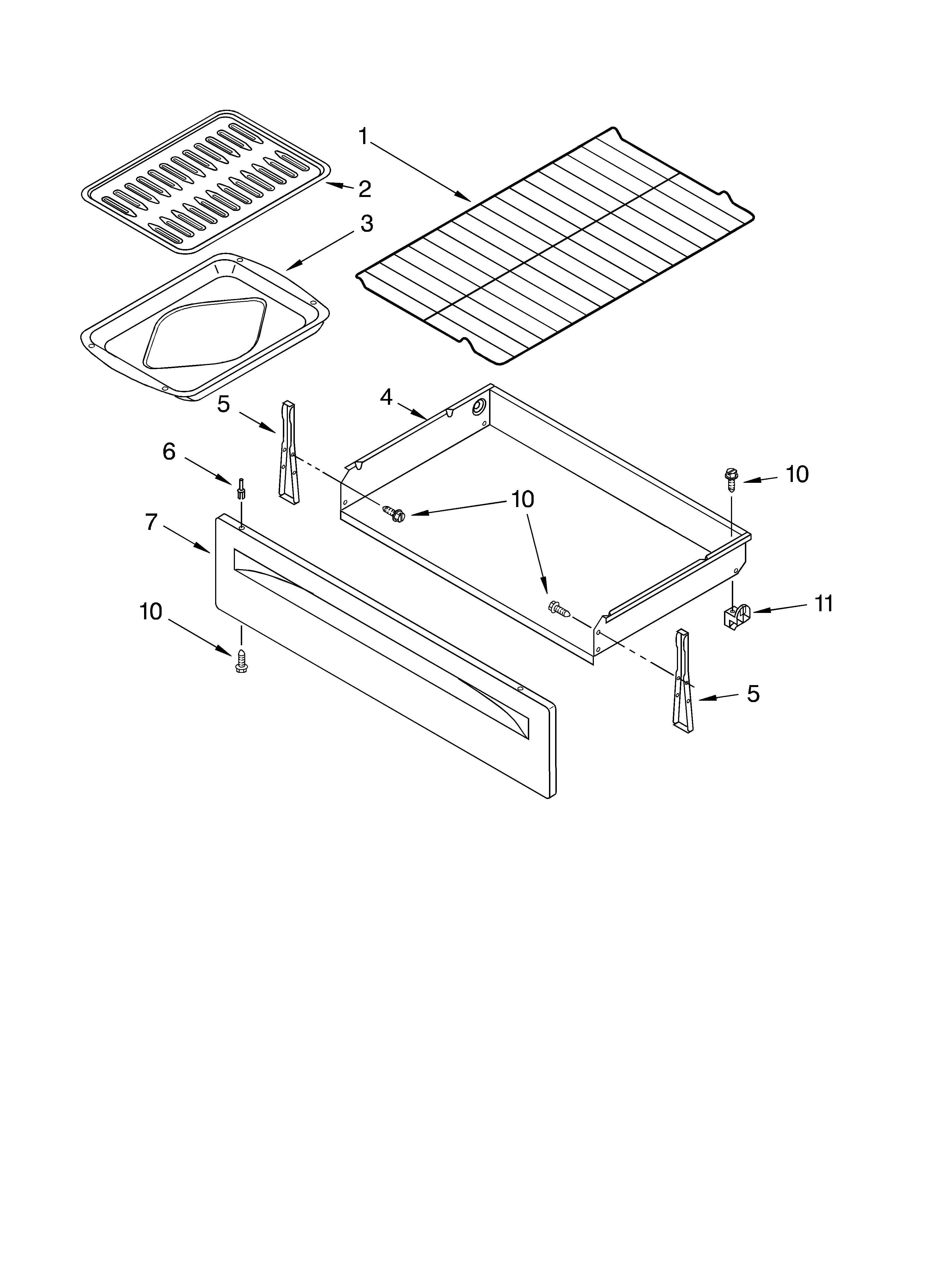 Whirlpool RF379LXKT1 drawer & broiler parts diagram