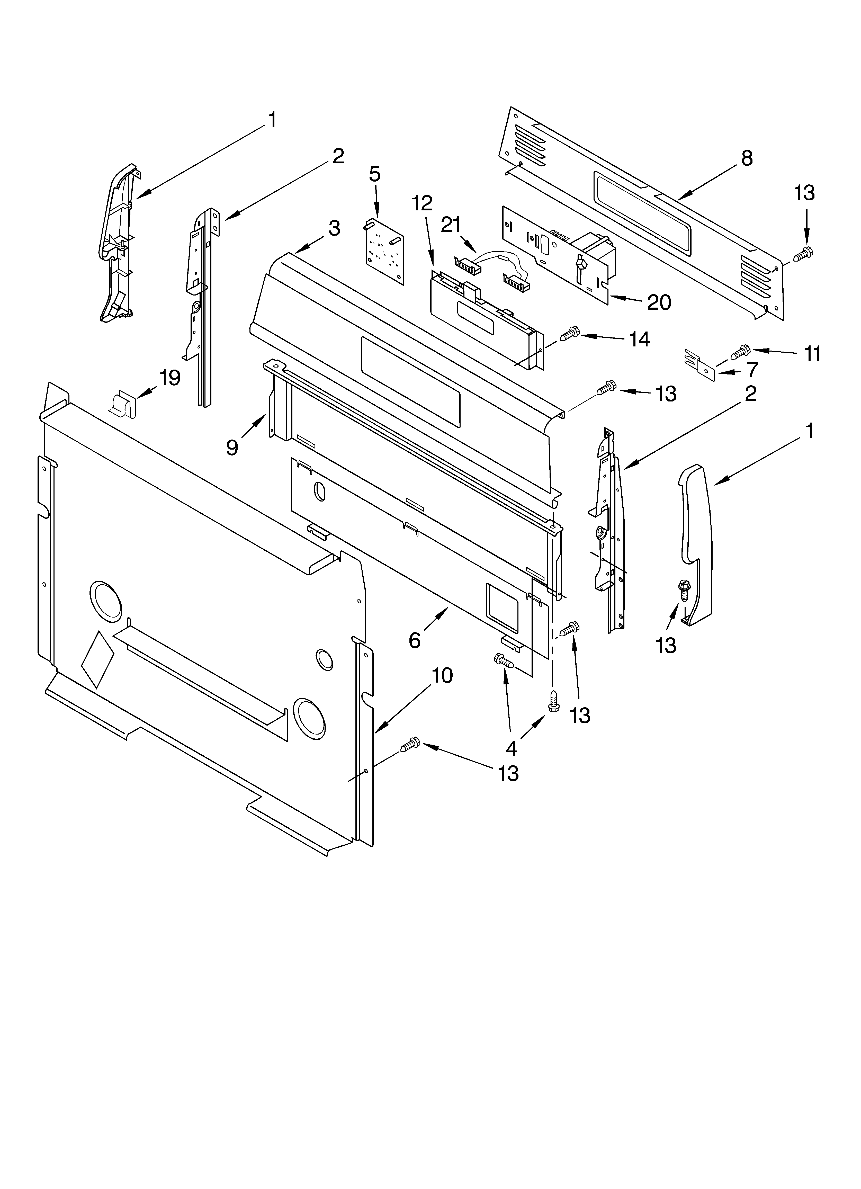 Whirlpool SF195LEKT1 control panel parts diagram
