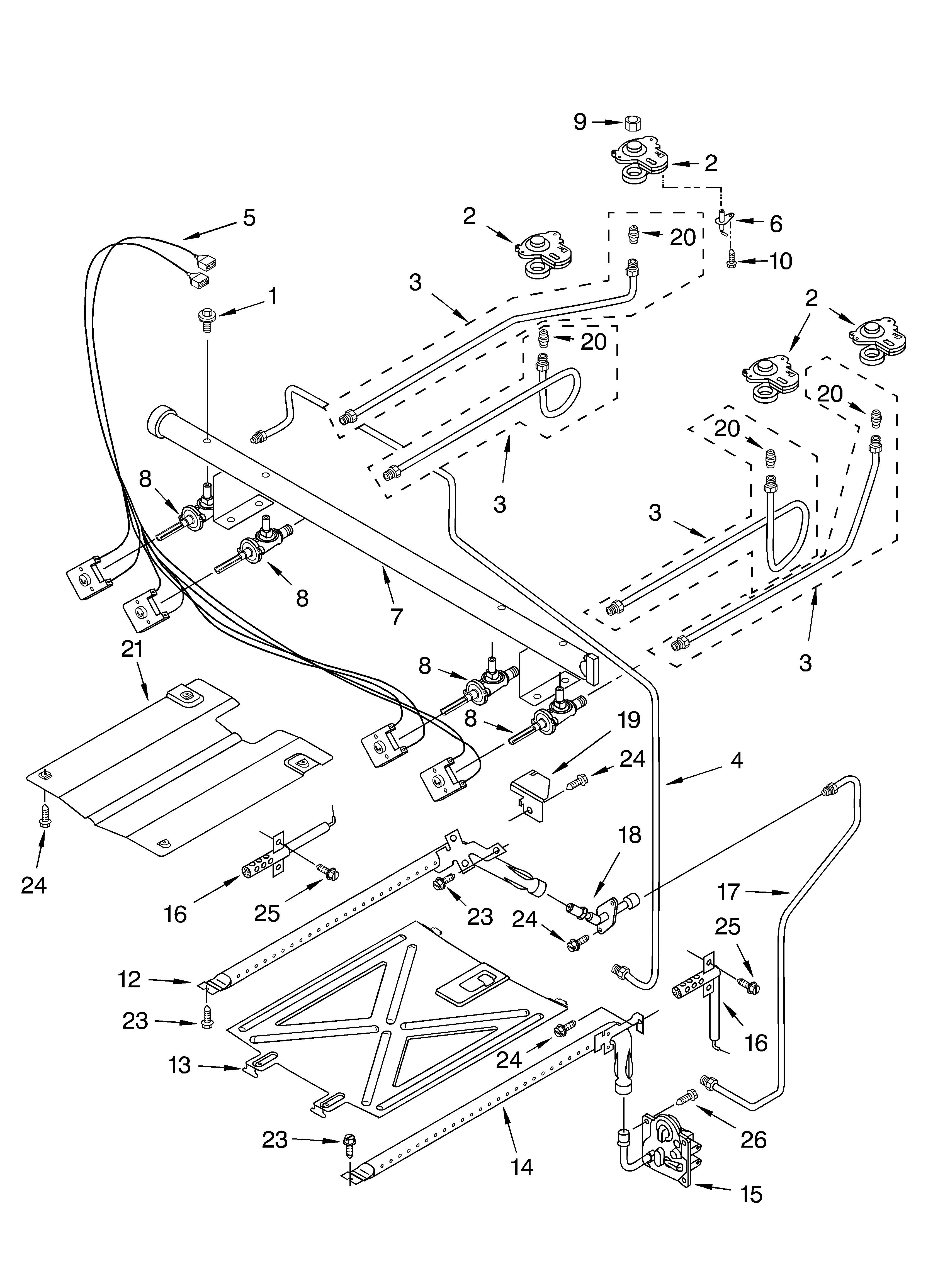 Whirlpool SF195LEKT1 manifold parts diagram