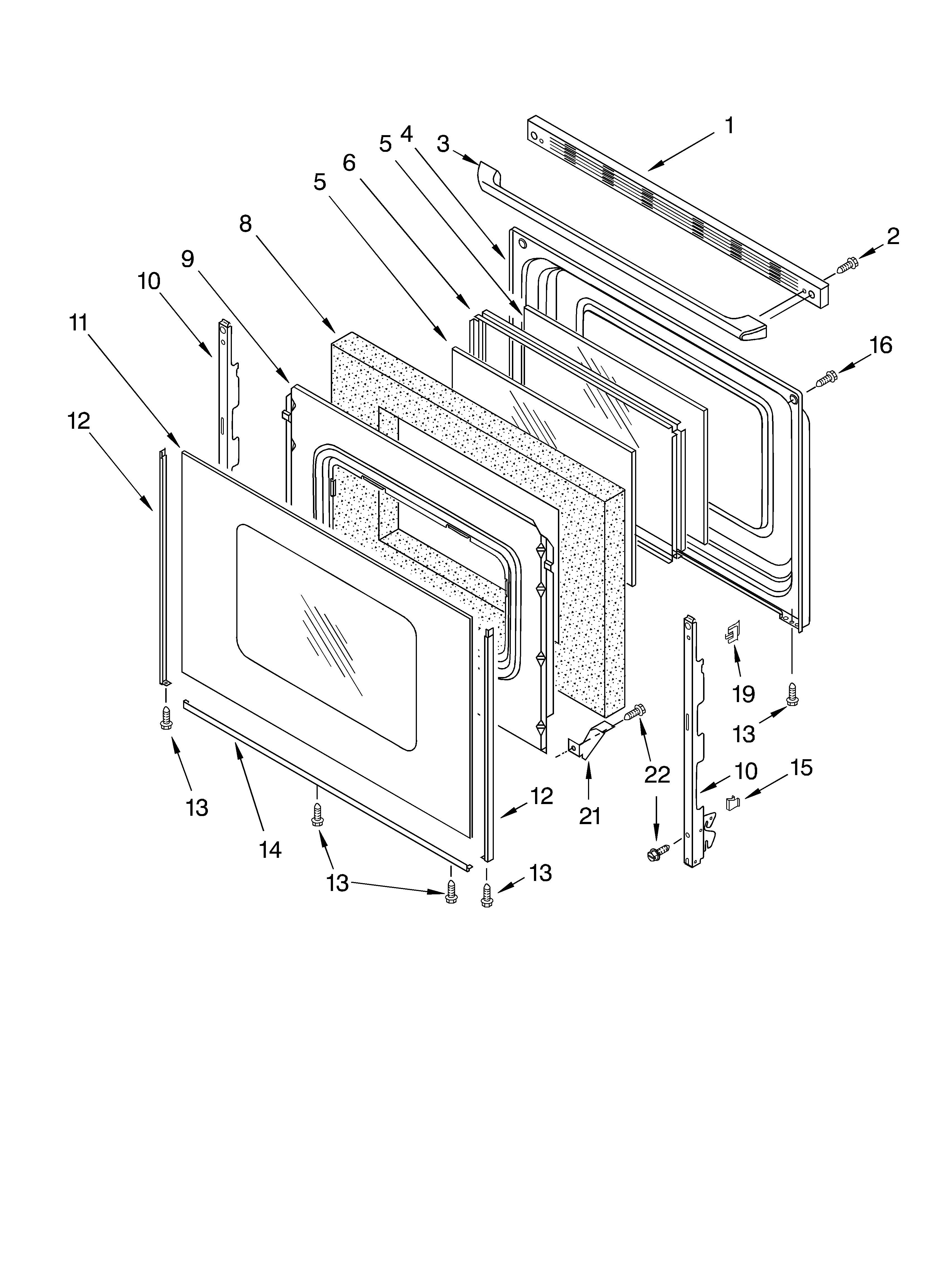 Whirlpool SF195LEKT1 door parts diagram