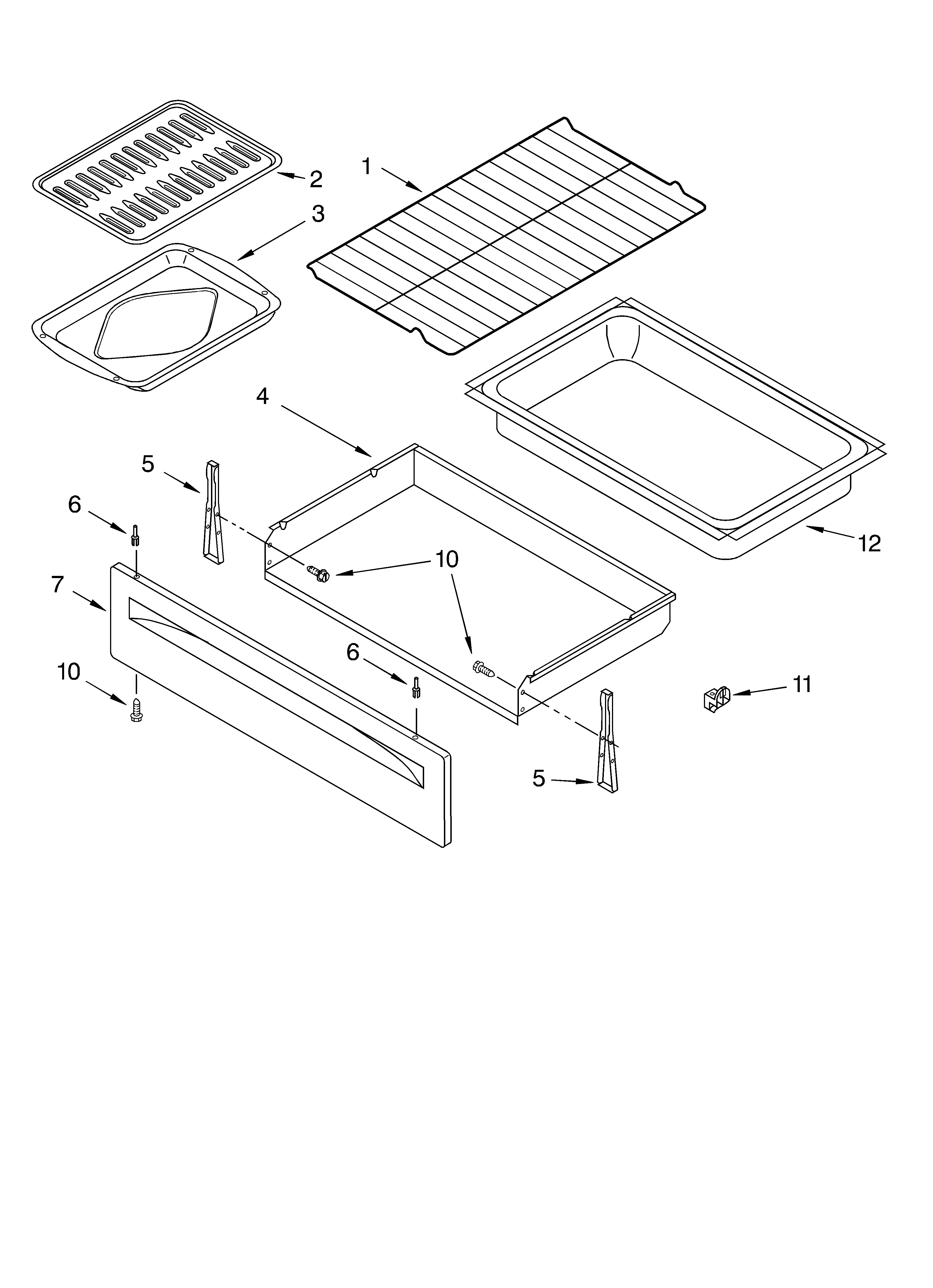 Whirlpool SF195LEKT1 drawer & broiler parts, miscellaneous parts diagram