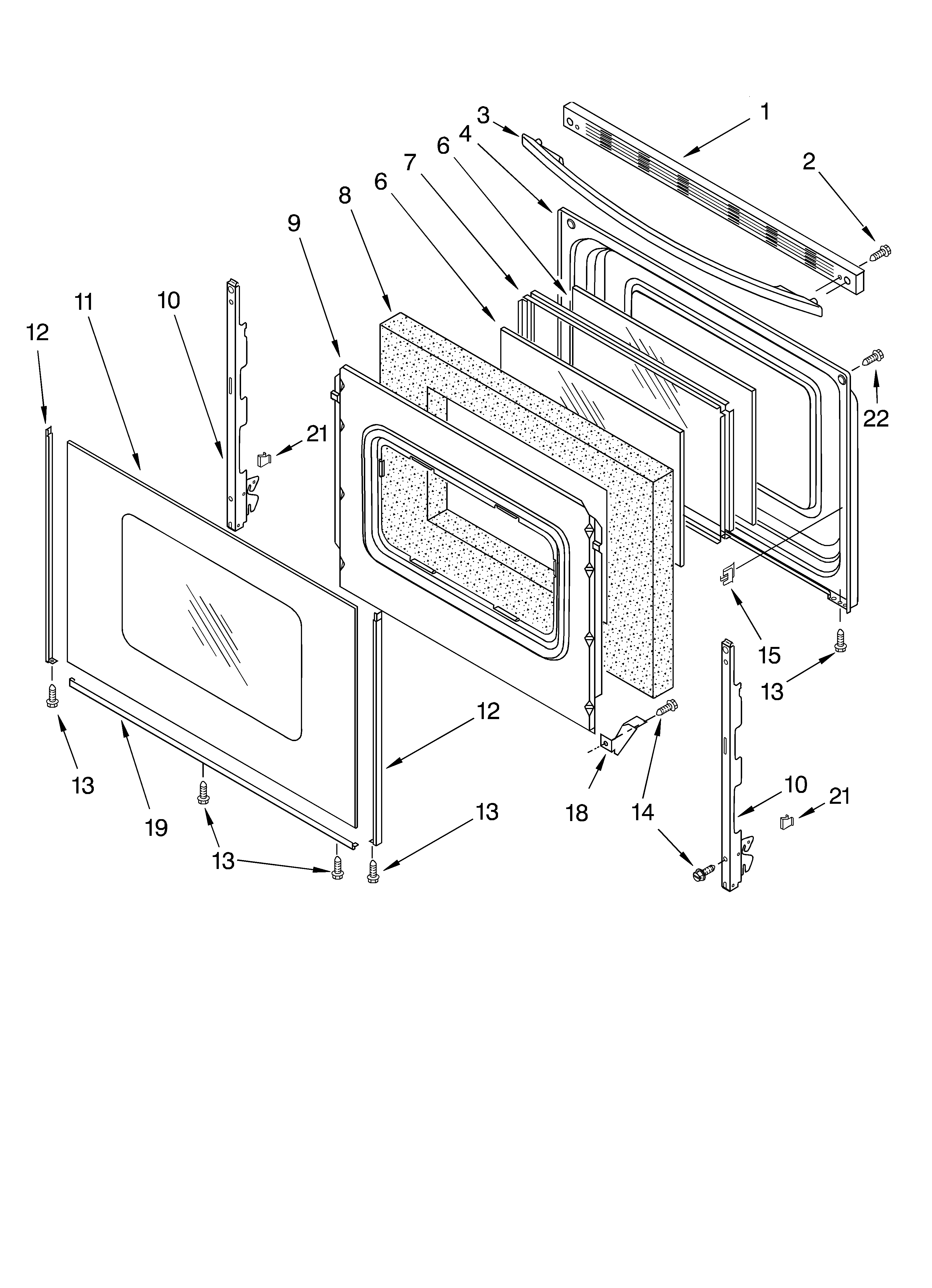 Whirlpool SF367LEKQ2 door parts, miscellaneous parts diagram