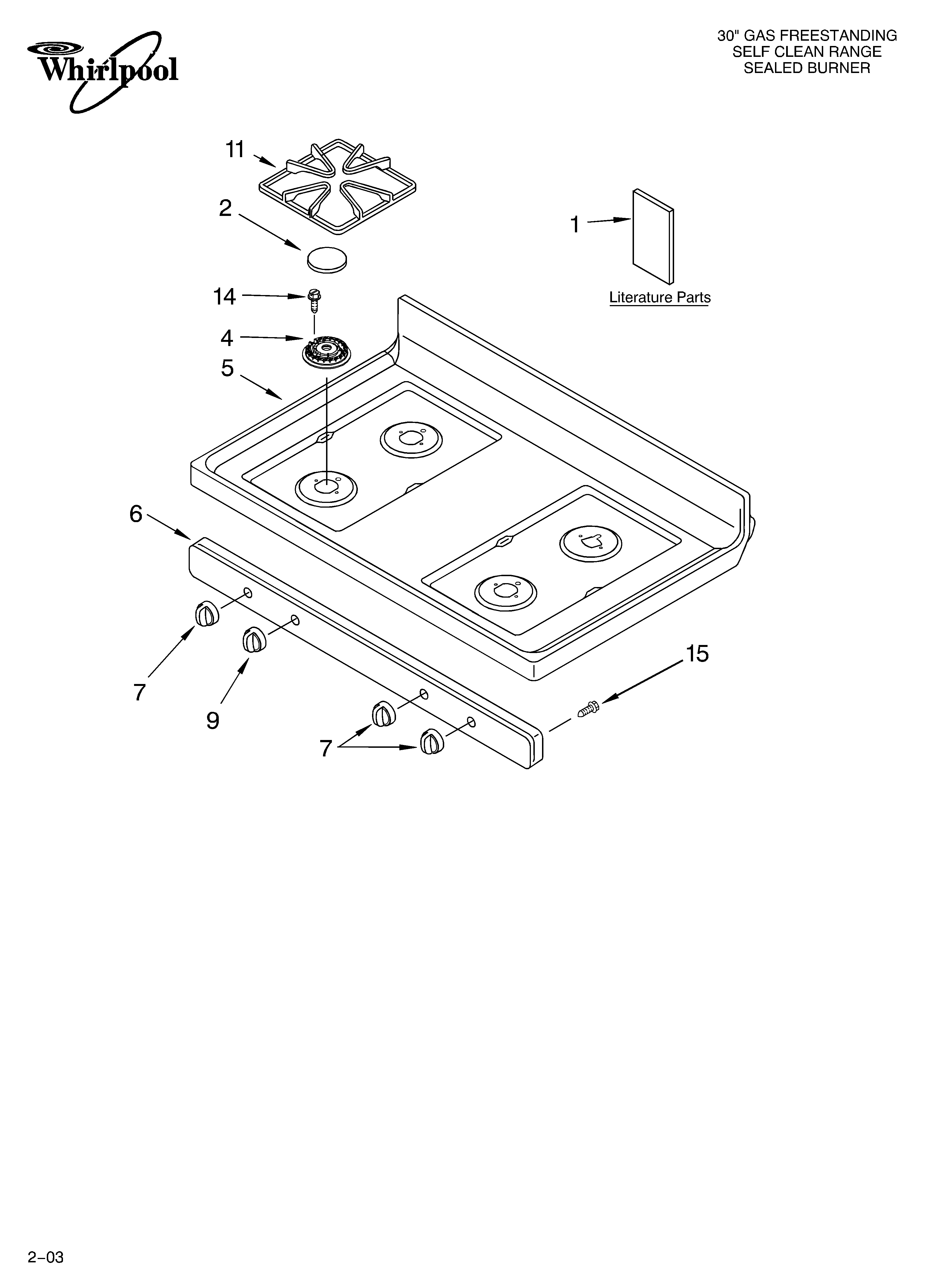 Whirlpool SF379LEKB2 cooktop parts diagram
