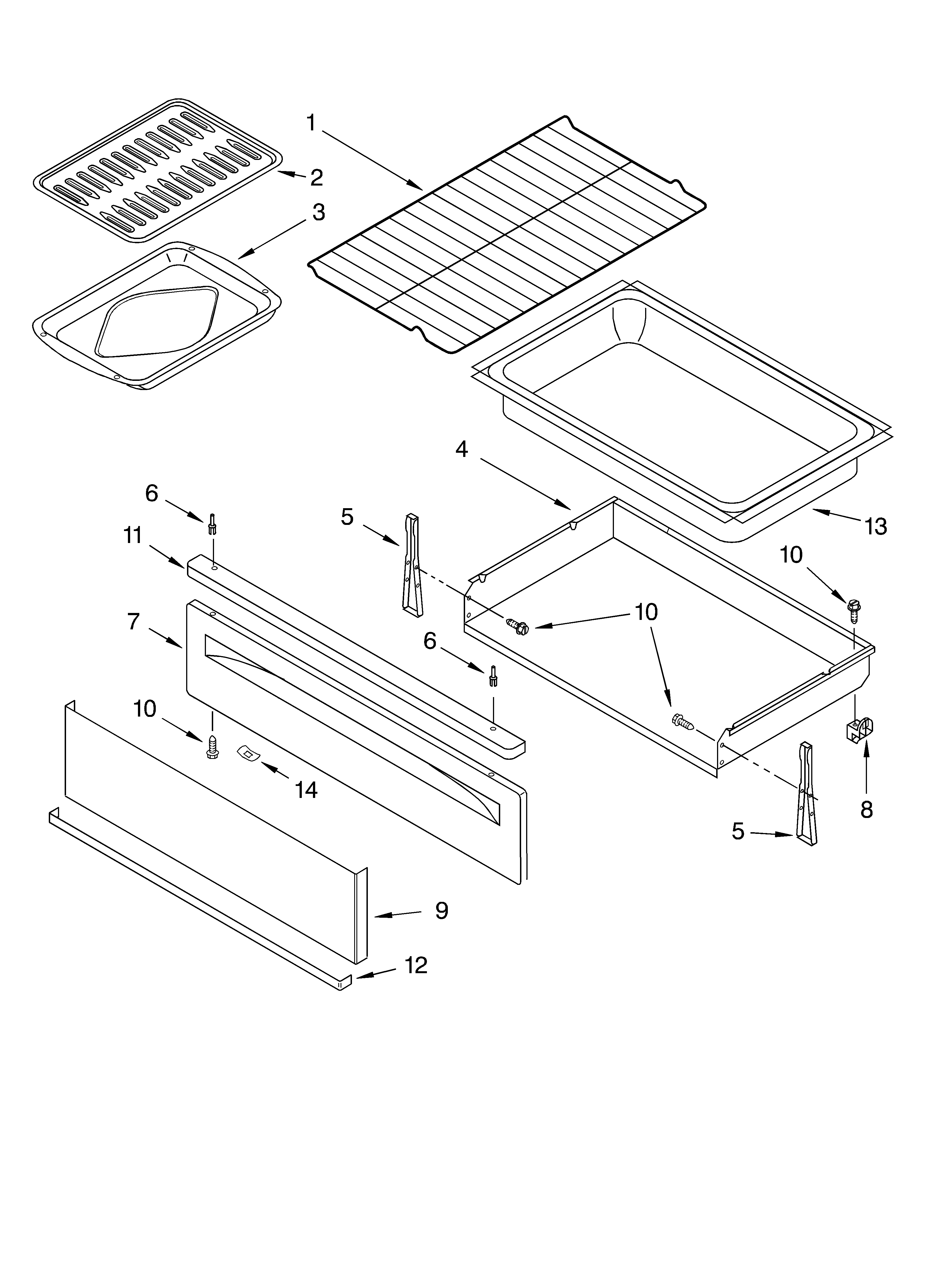 Whirlpool SF379LEKB2 drawer & broiler parts diagram