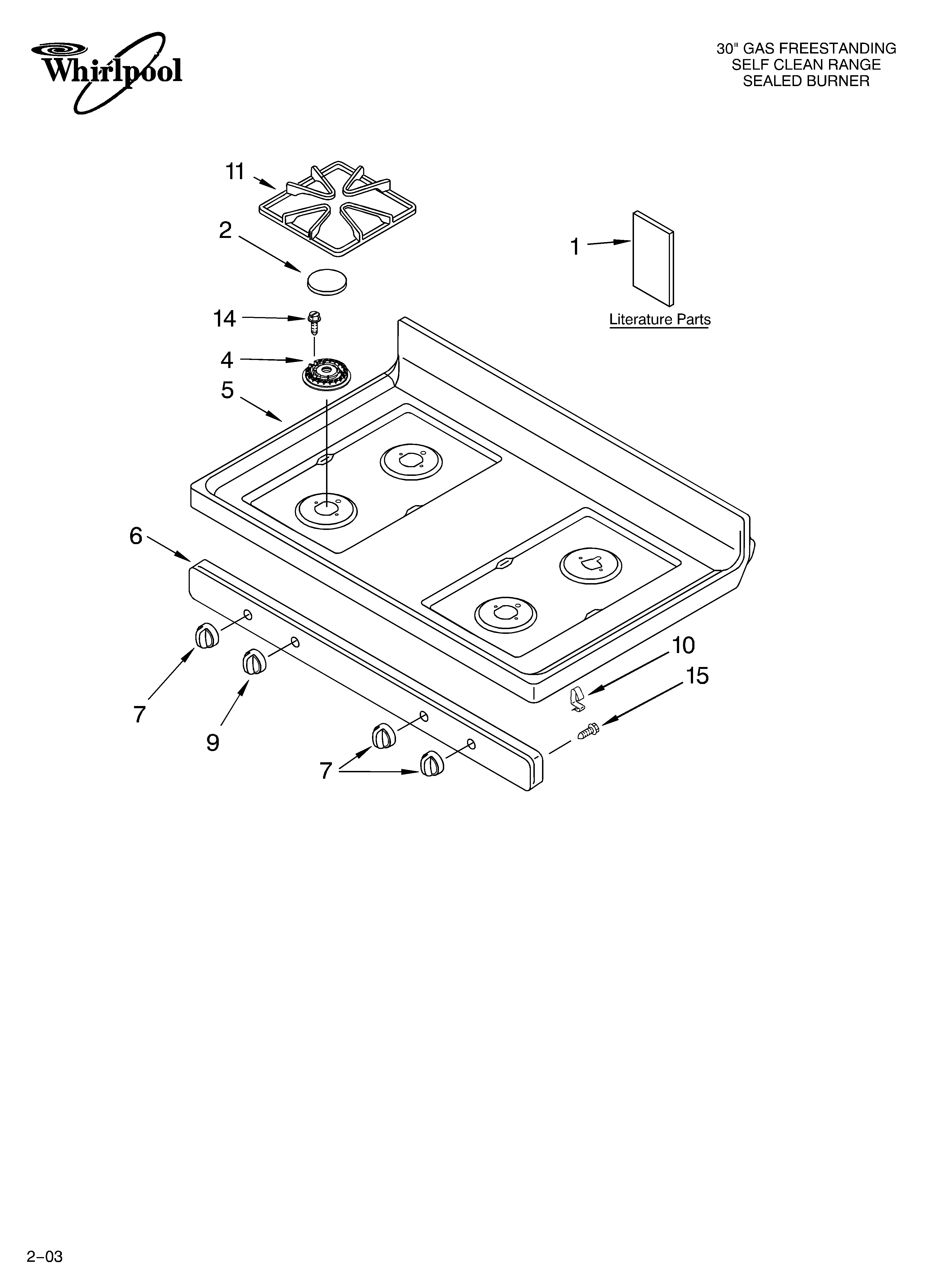 Whirlpool SF380LEKT1 cooktop parts diagram