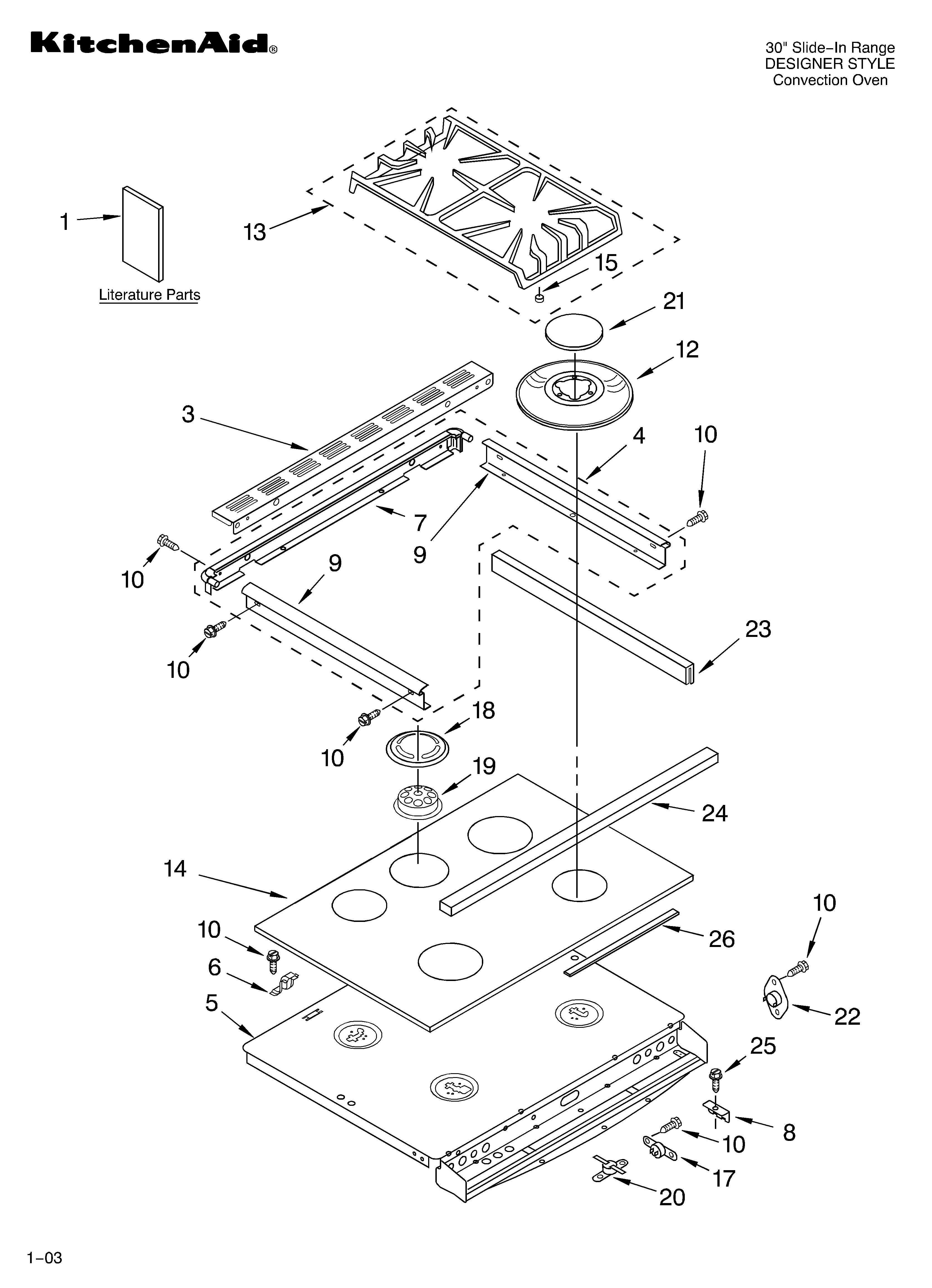 KitchenAid YKGSC308LS0 cooktop parts diagram