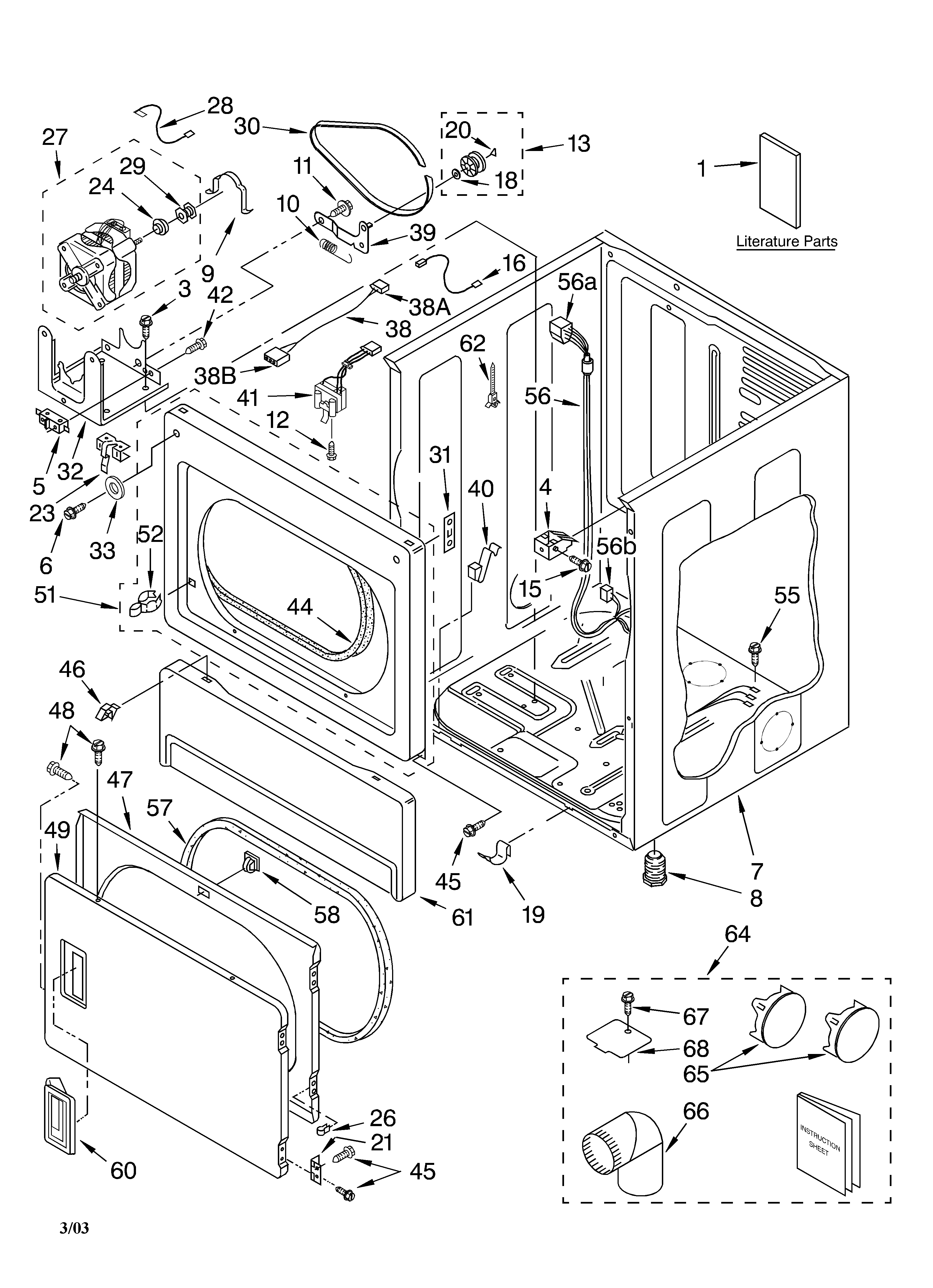 Whirlpool CSP2740KQ2 lower cabinet and front panel parts diagram