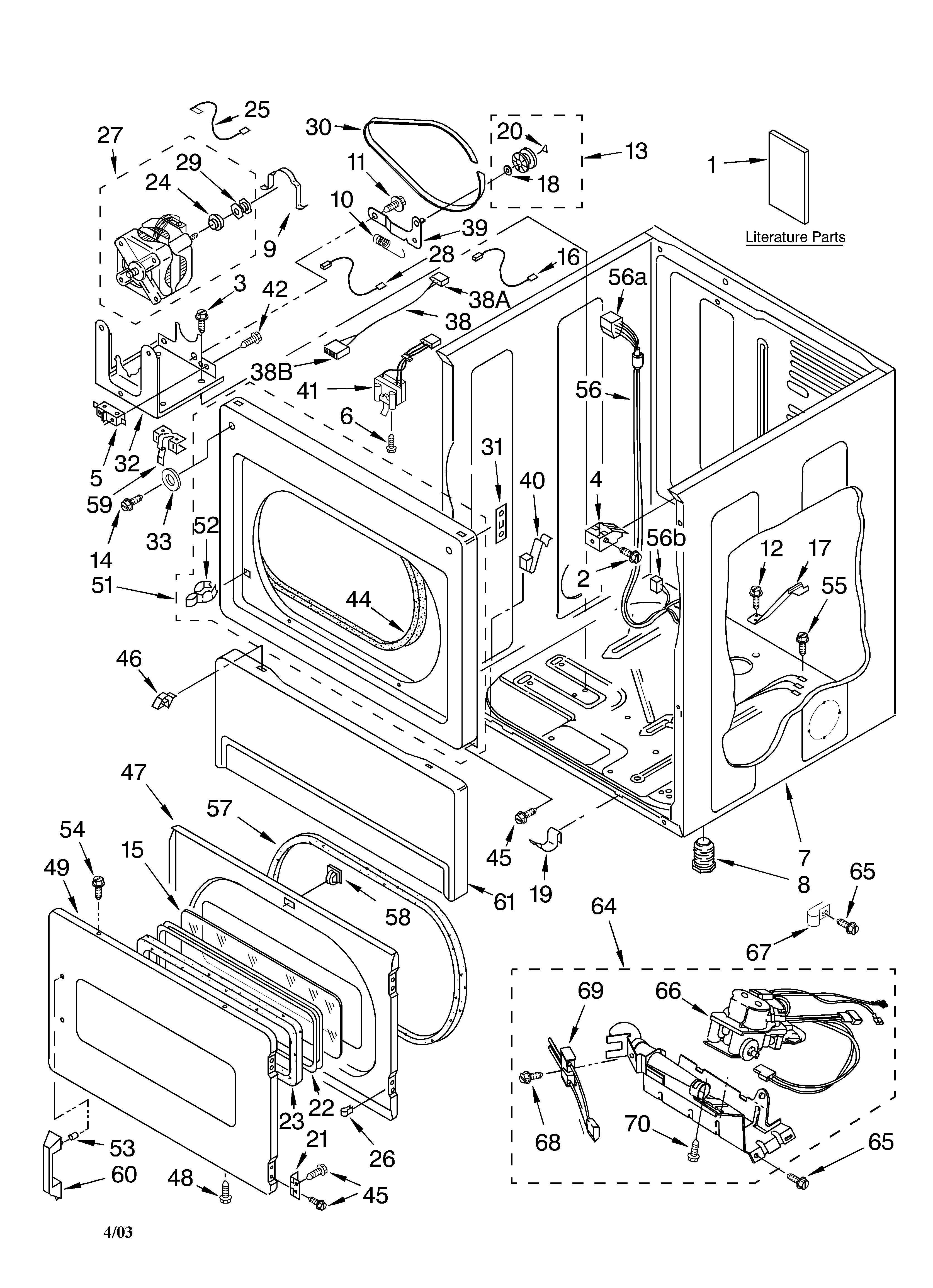 Whirlpool CSP2761KQ2 lower cabinet and front panel parts optional parts diagram