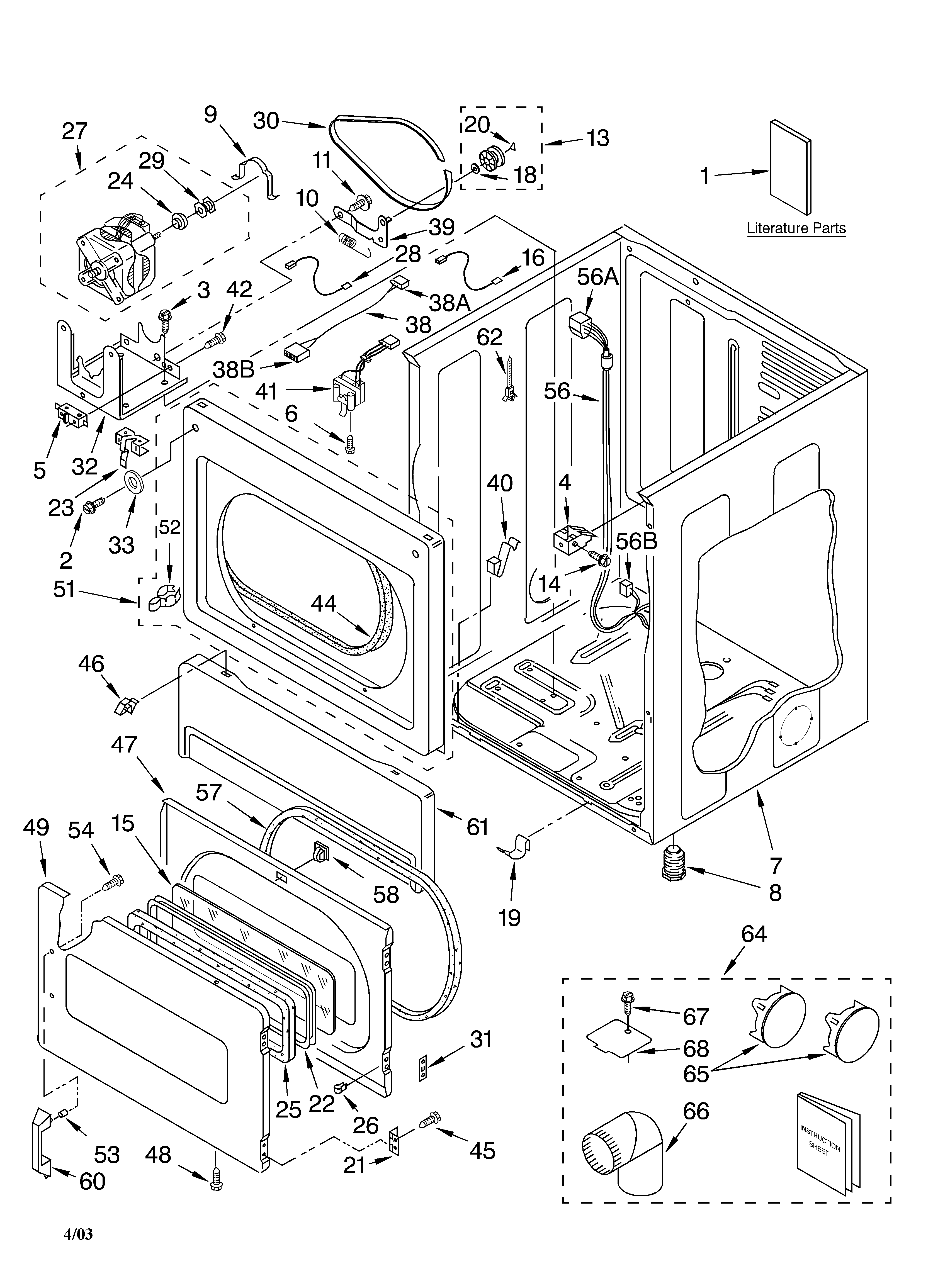 Whirlpool CSP2770KQ1 lower cabinet and front panel parts diagram