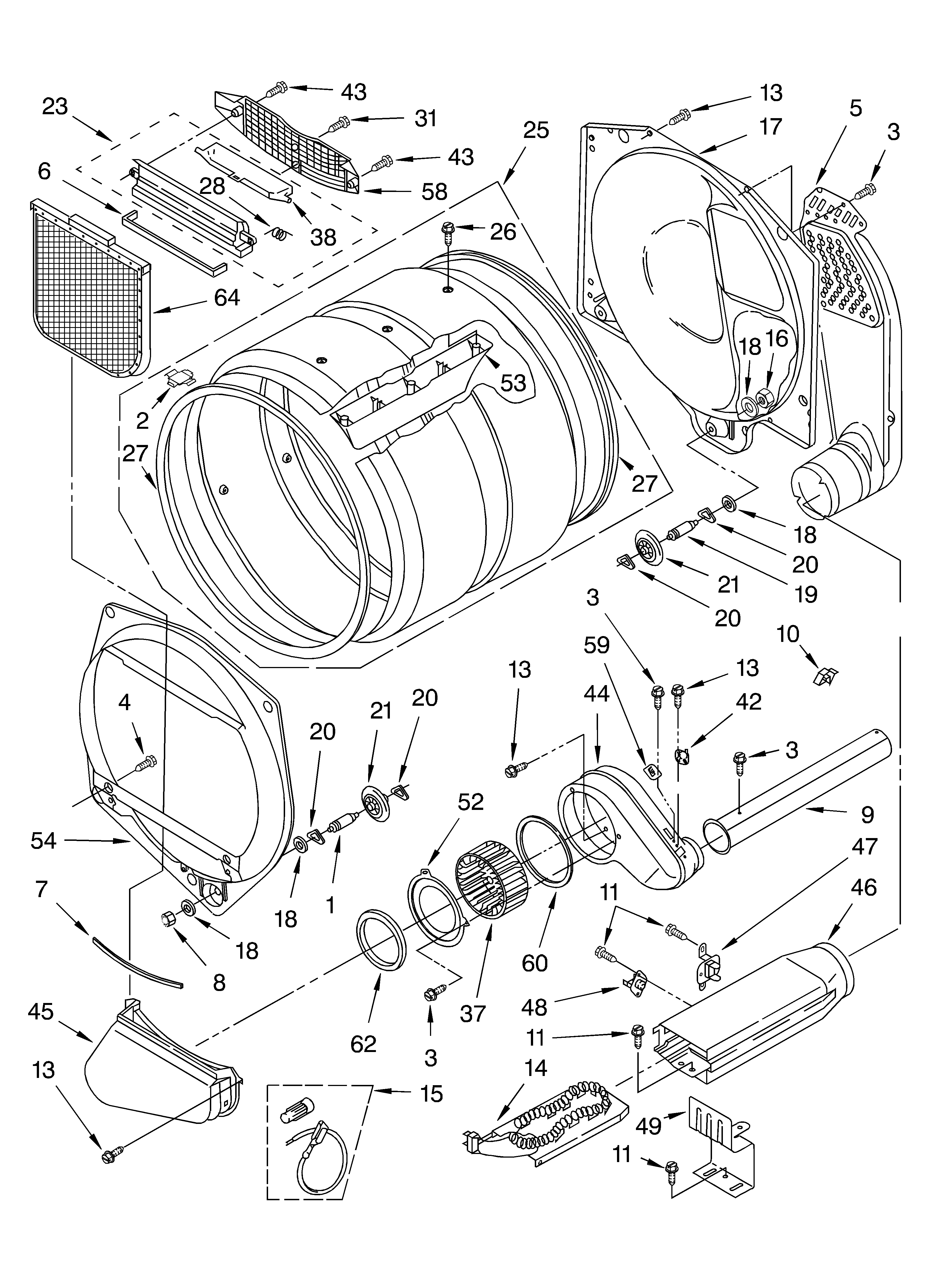 Whirlpool CSP2770KQ1 optional parts (not included) upper and lower bulk diagram