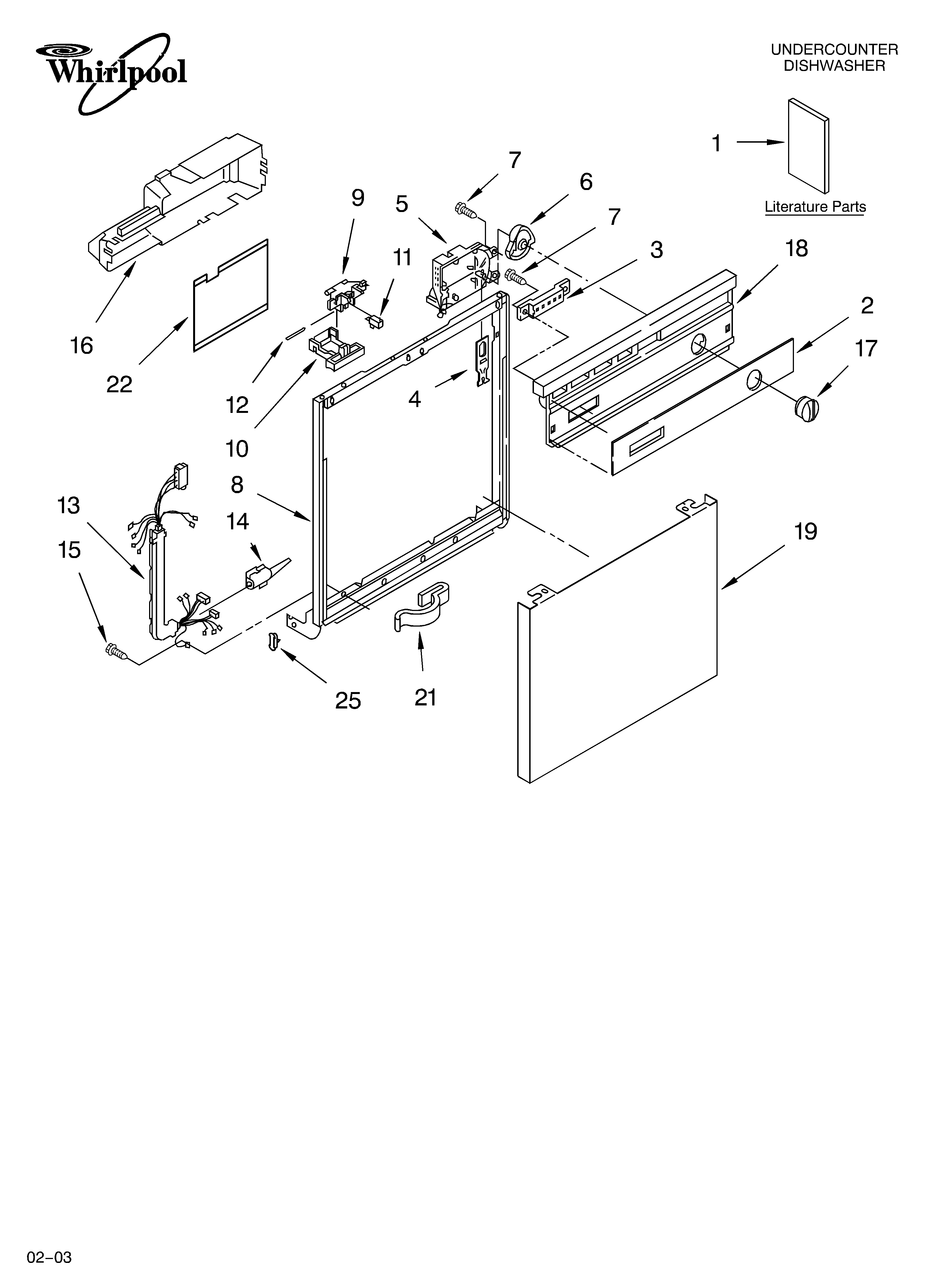 Whirlpool DU920PWKS0 frame and console parts diagram