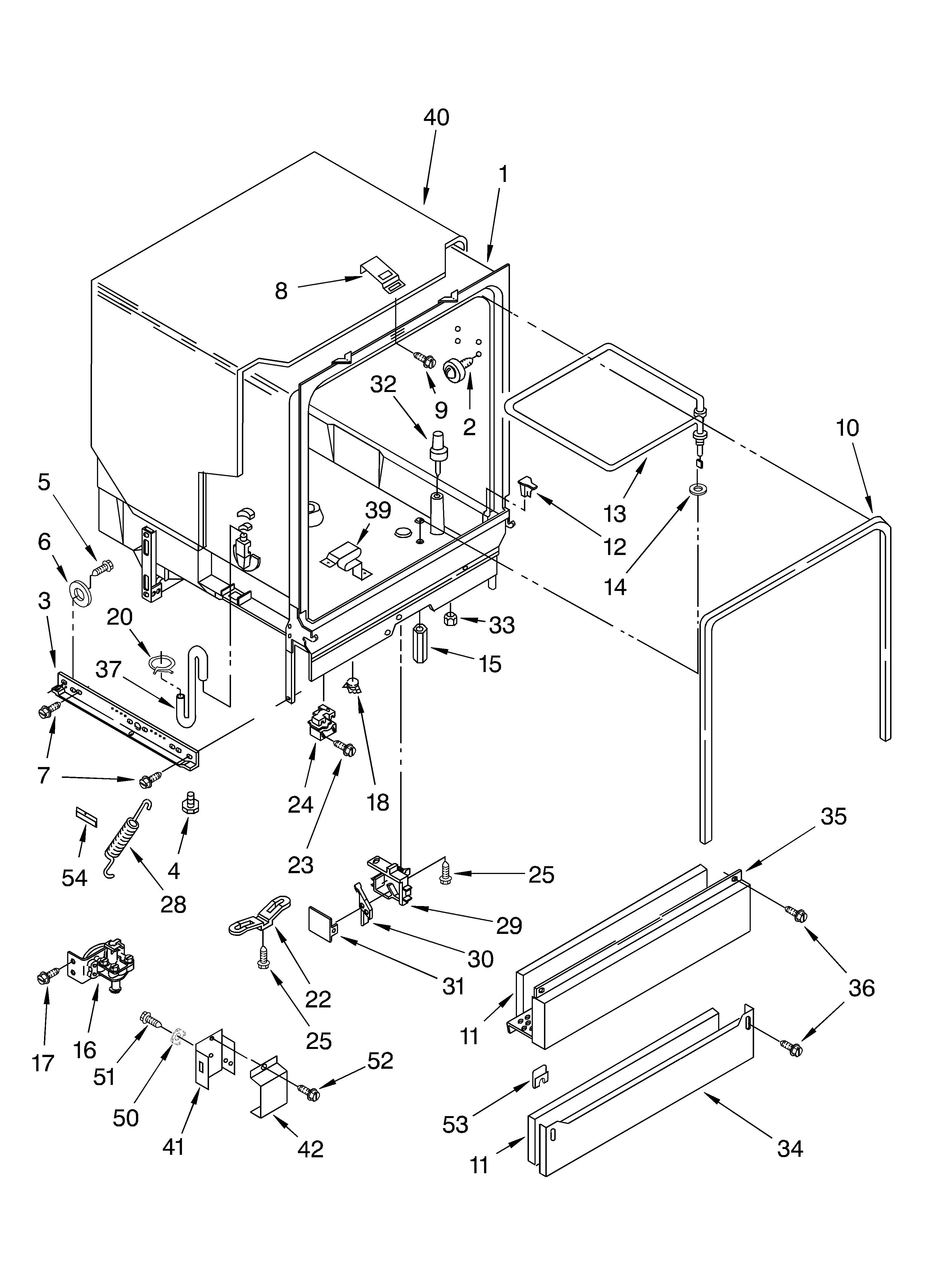 Whirlpool DU920PWKS0 tub assembly parts diagram