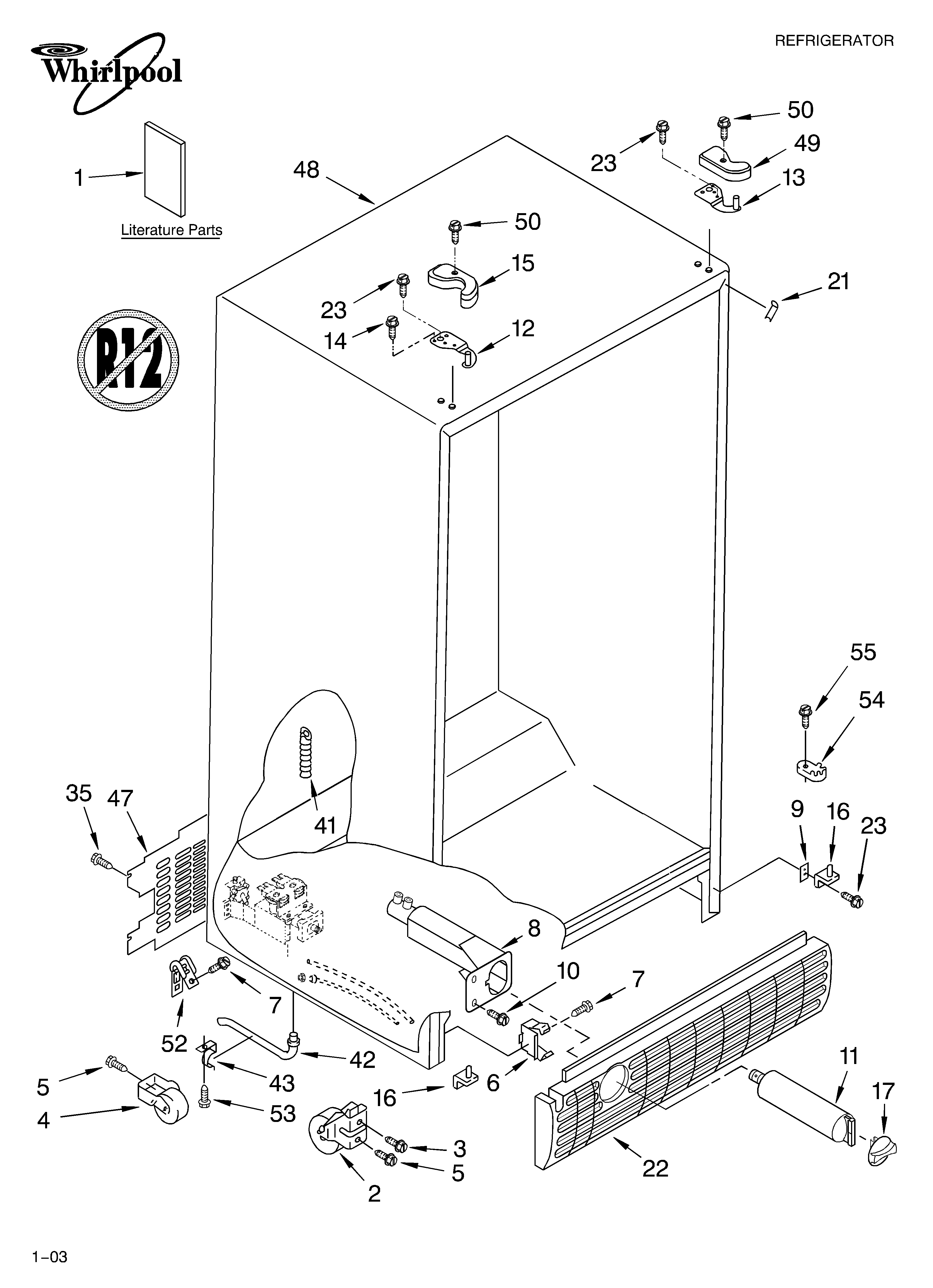 Whirlpool ED5RHEXMQ00 cabinet parts diagram