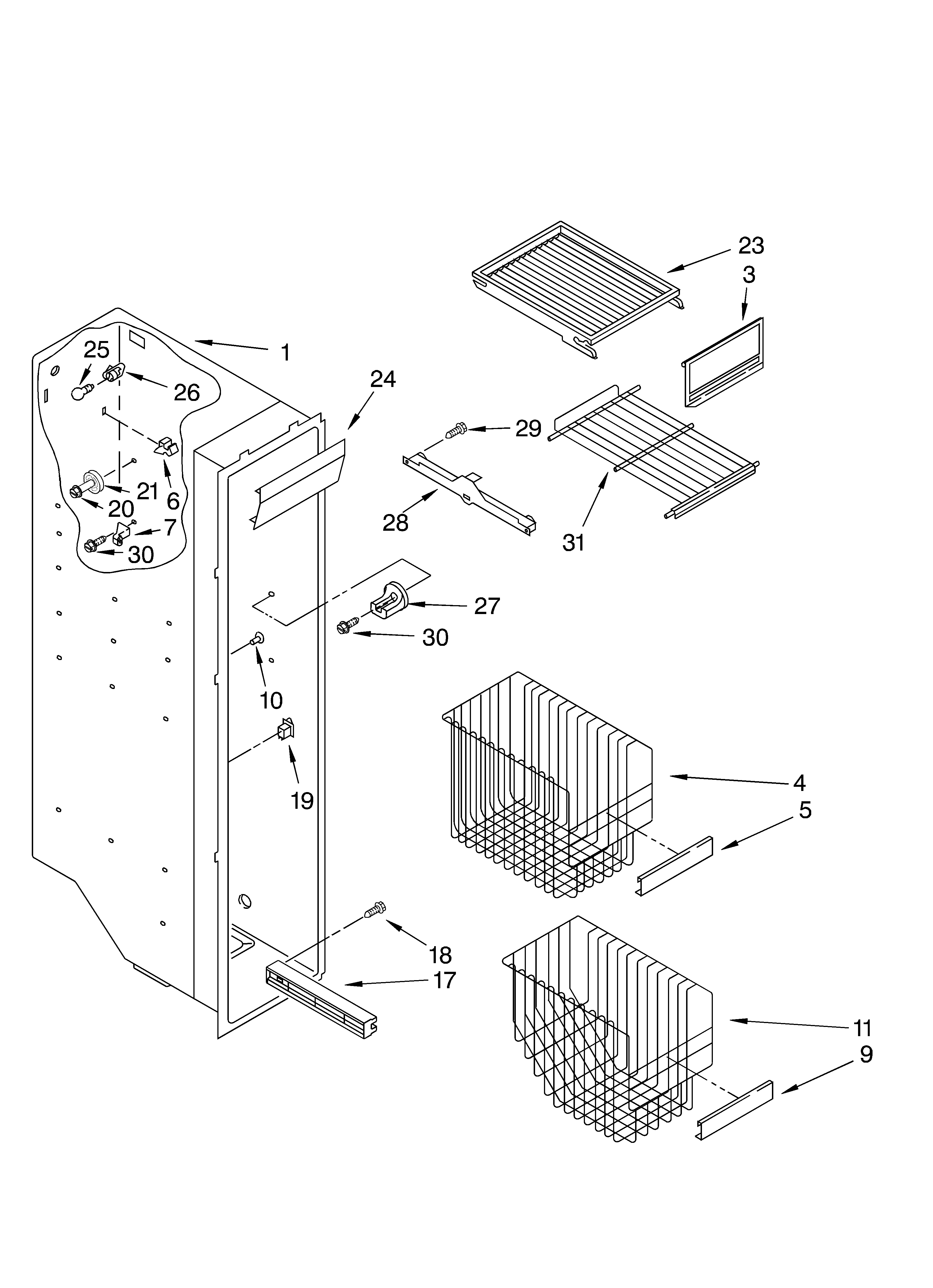 Whirlpool ED5RHEXMQ00 freezer liner parts diagram