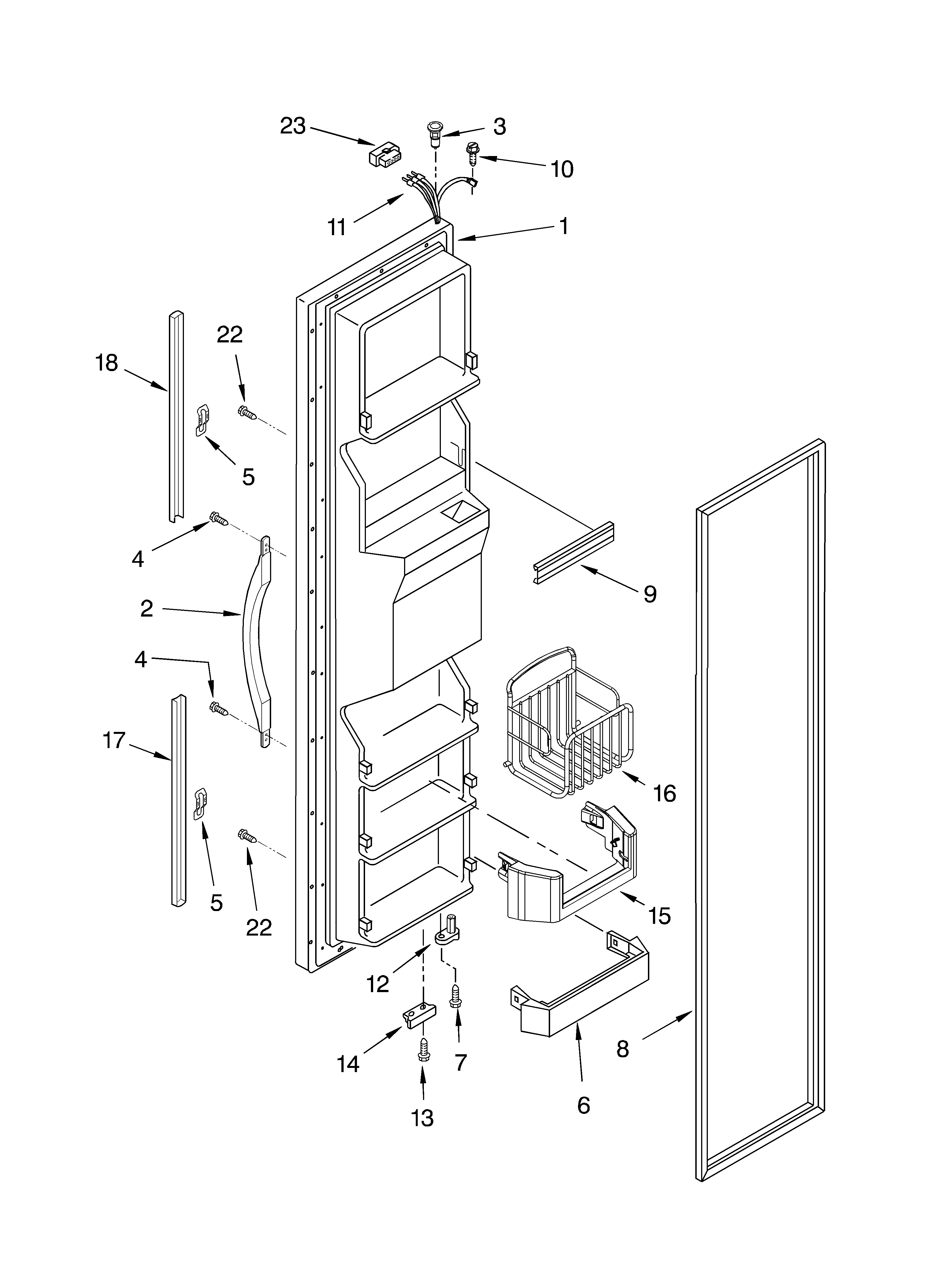 Whirlpool ED5RHEXMQ00 freezer door parts diagram