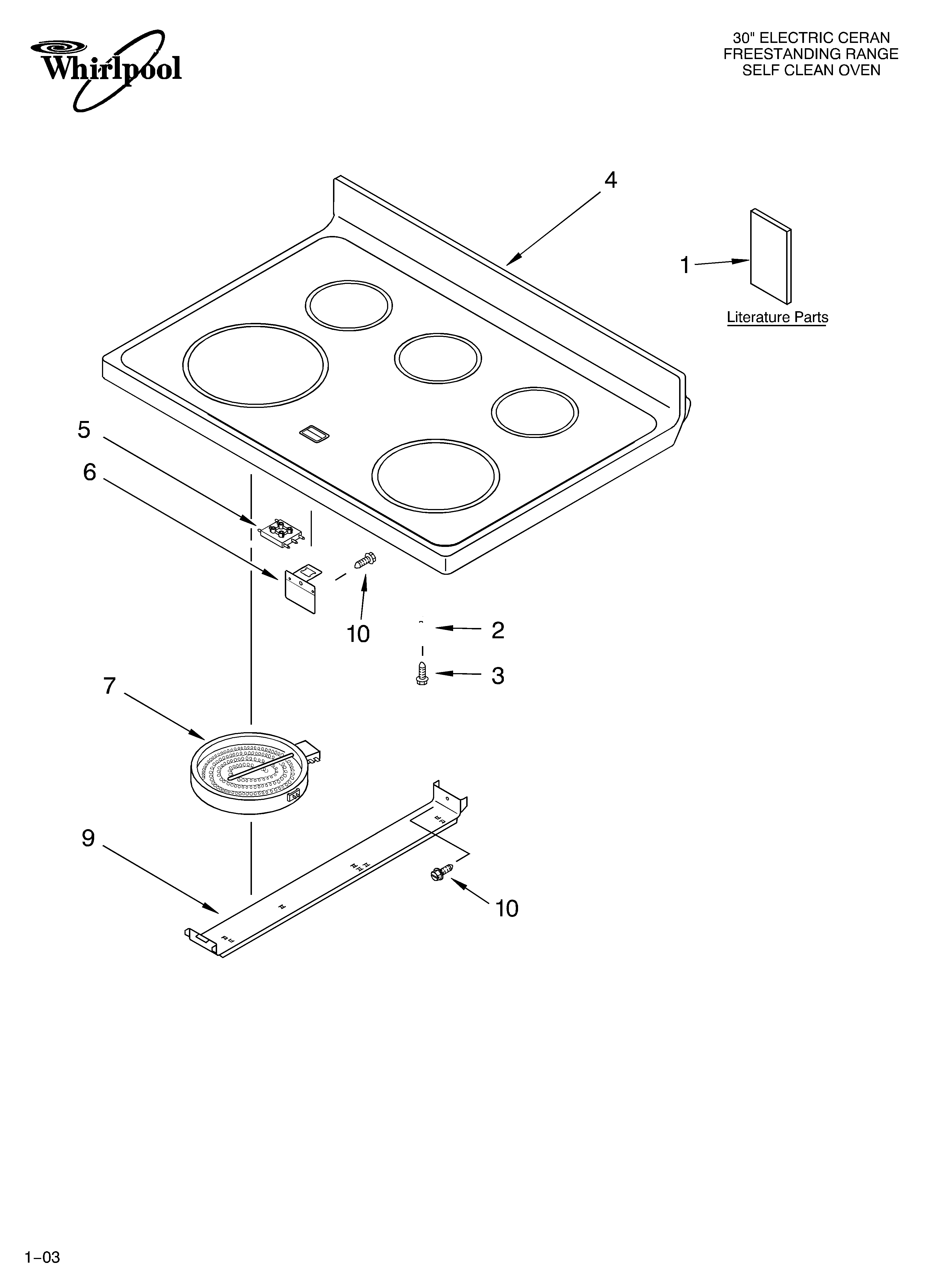 Whirlpool GR460LXLC1 cooktop parts diagram