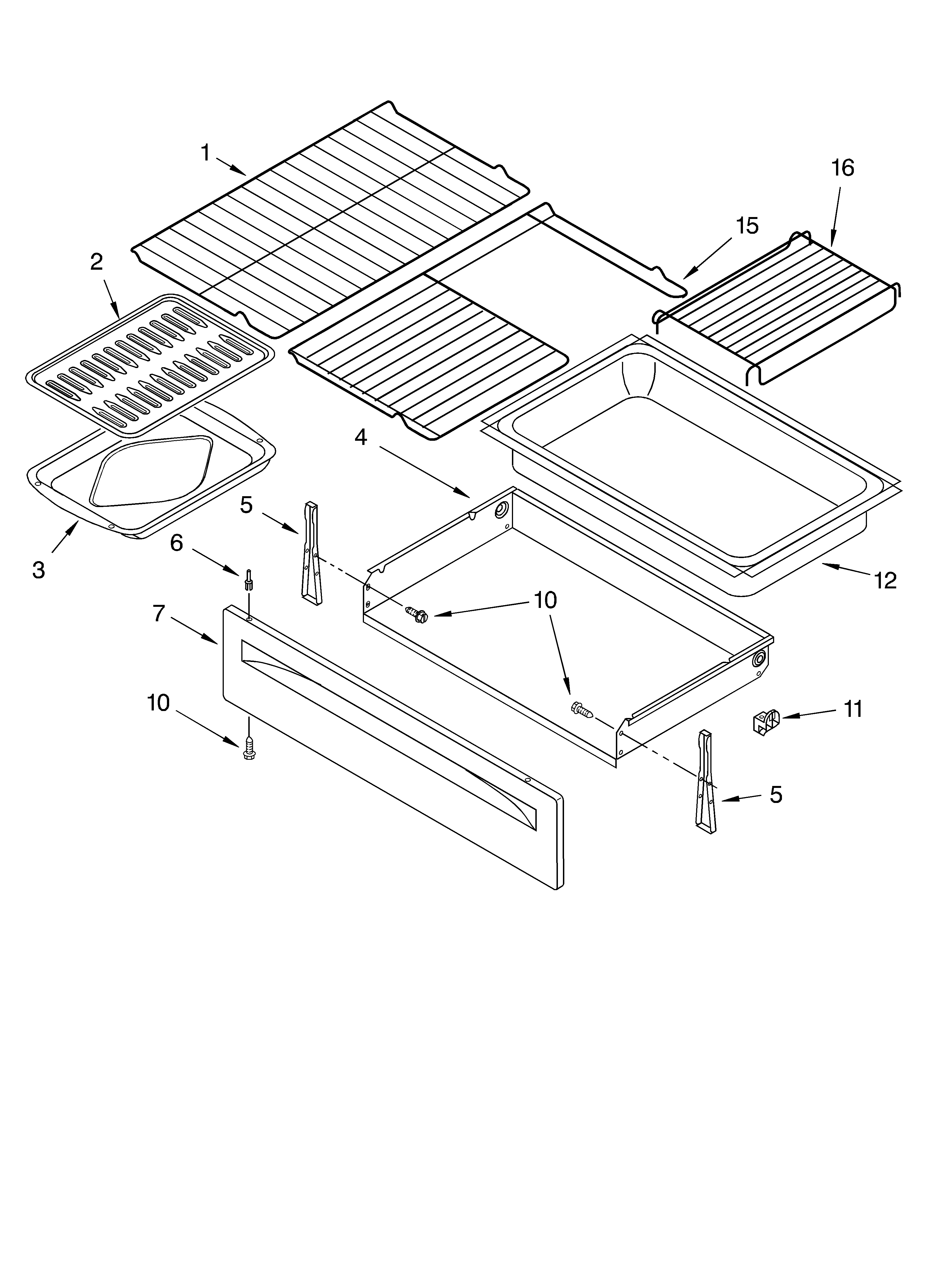 Whirlpool GR460LXLC1 drawer & broiler parts, miscellaneous parts diagram