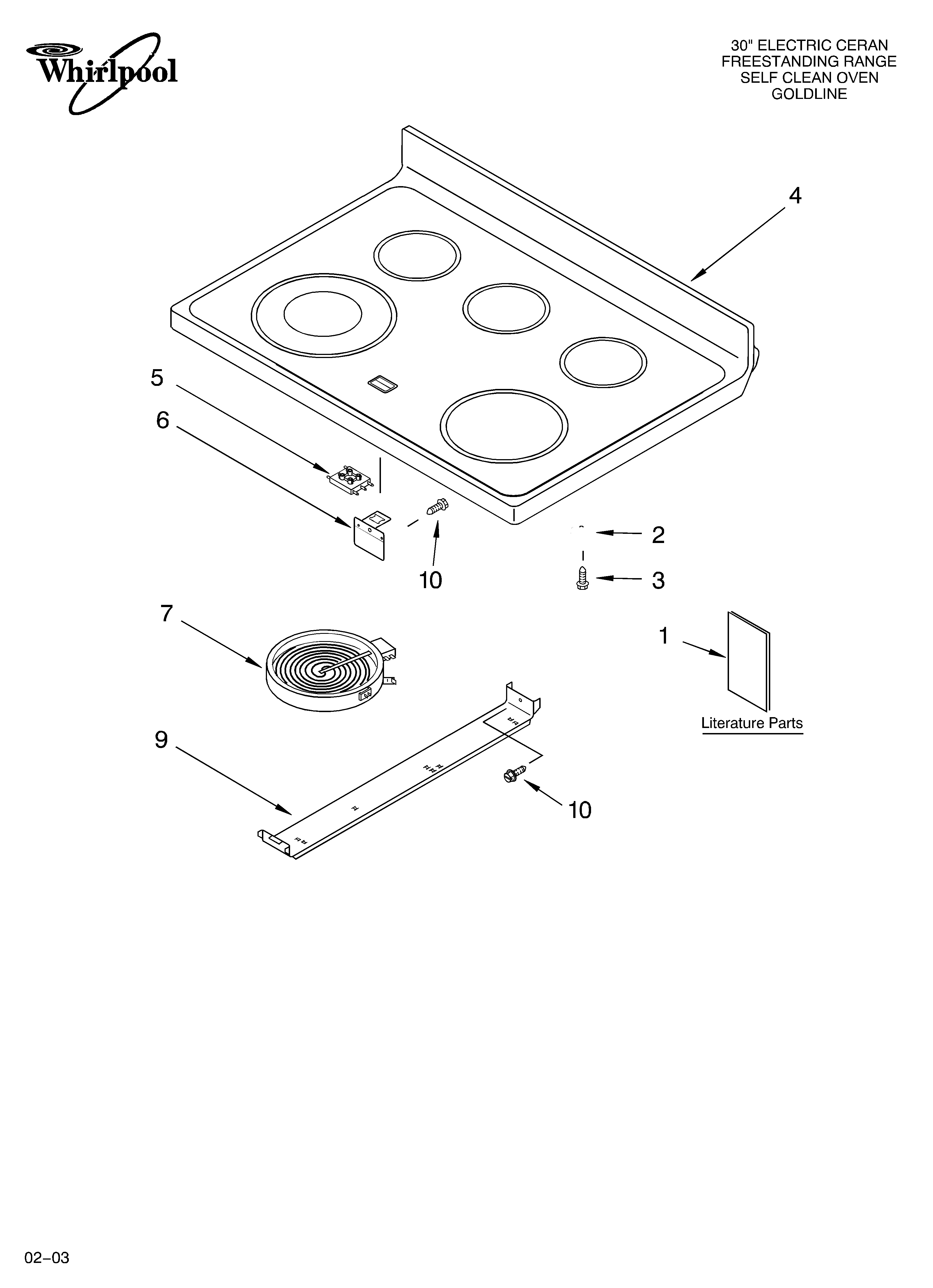 Whirlpool GR465LXLS1 cooktop parts diagram