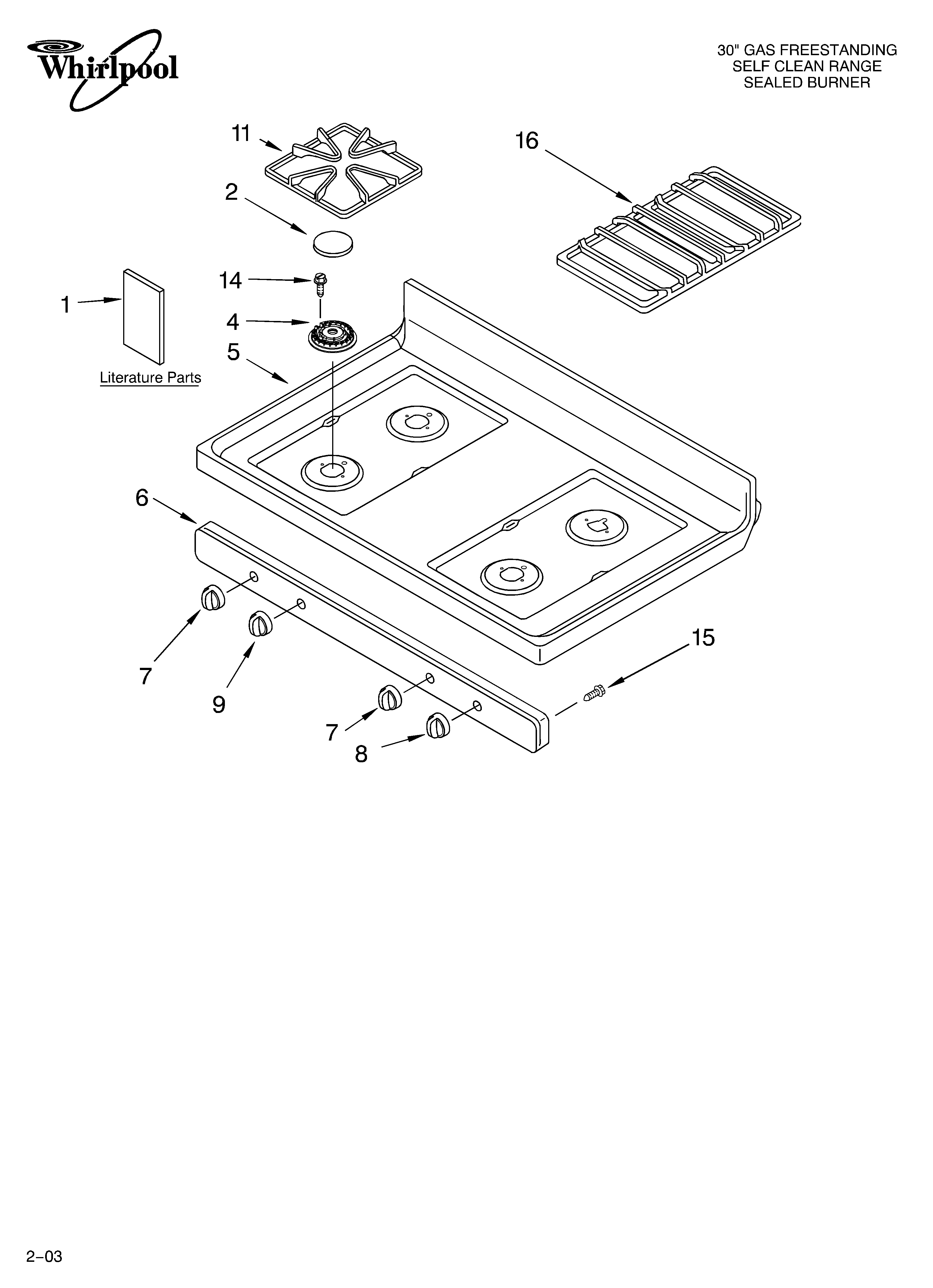 Whirlpool GS460LELB1 cooktop parts diagram