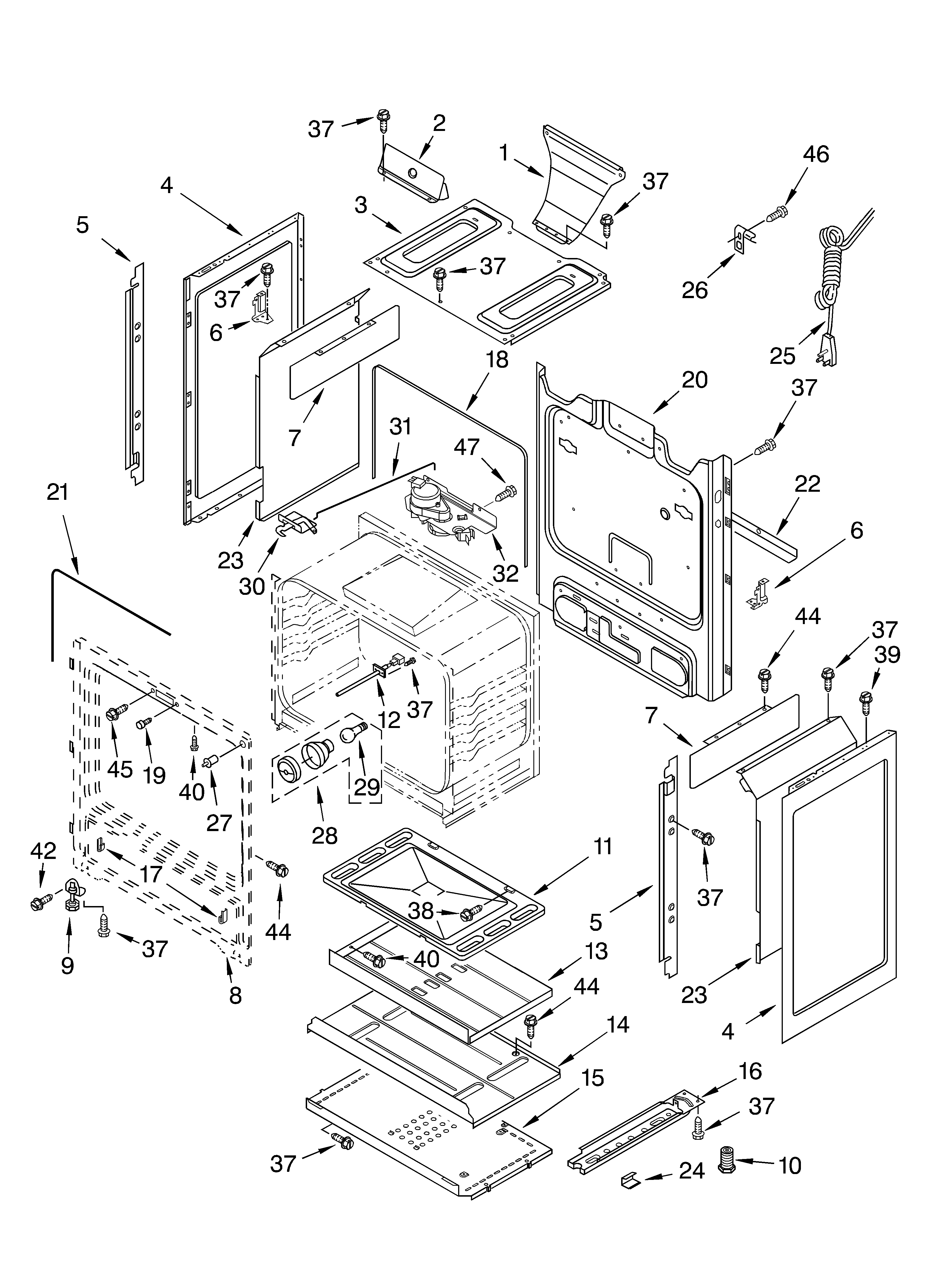 Whirlpool GS460LELB1 chassis parts diagram