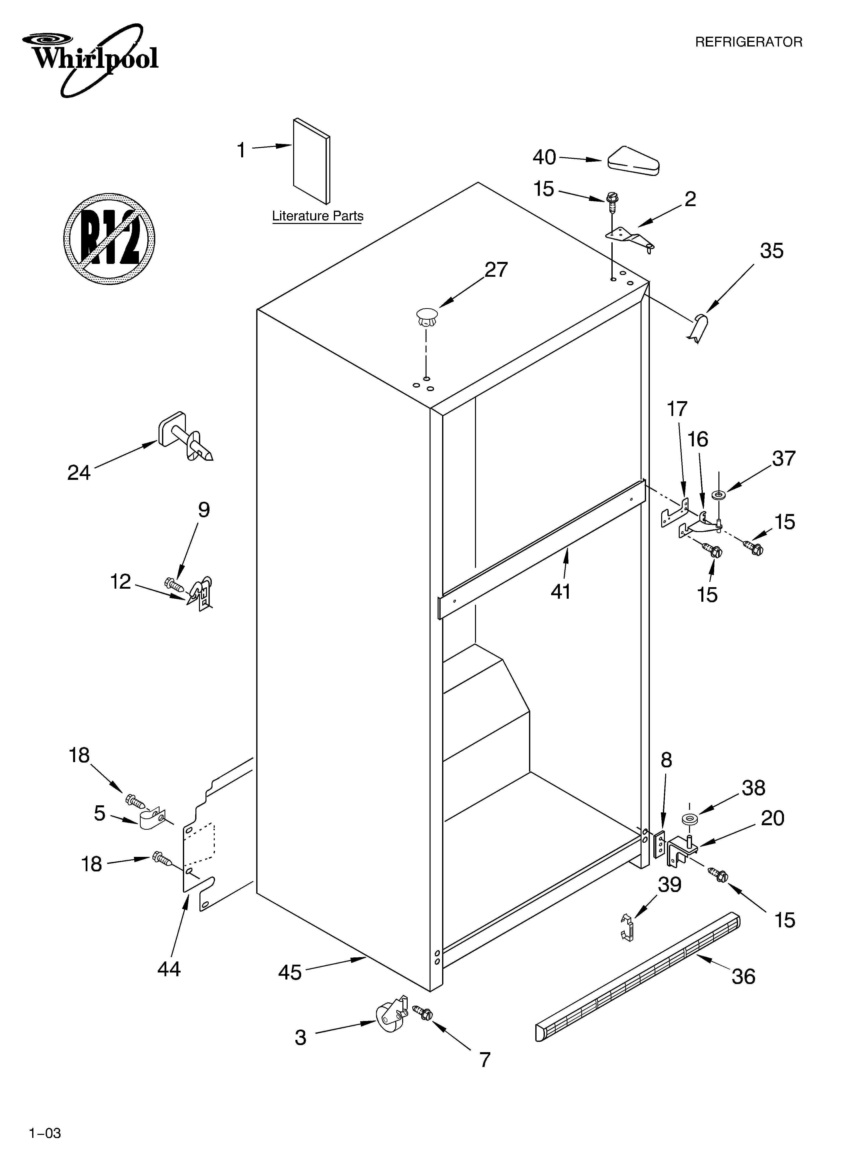 Whirlpool GT9SHKXMS00 cabinet parts diagram