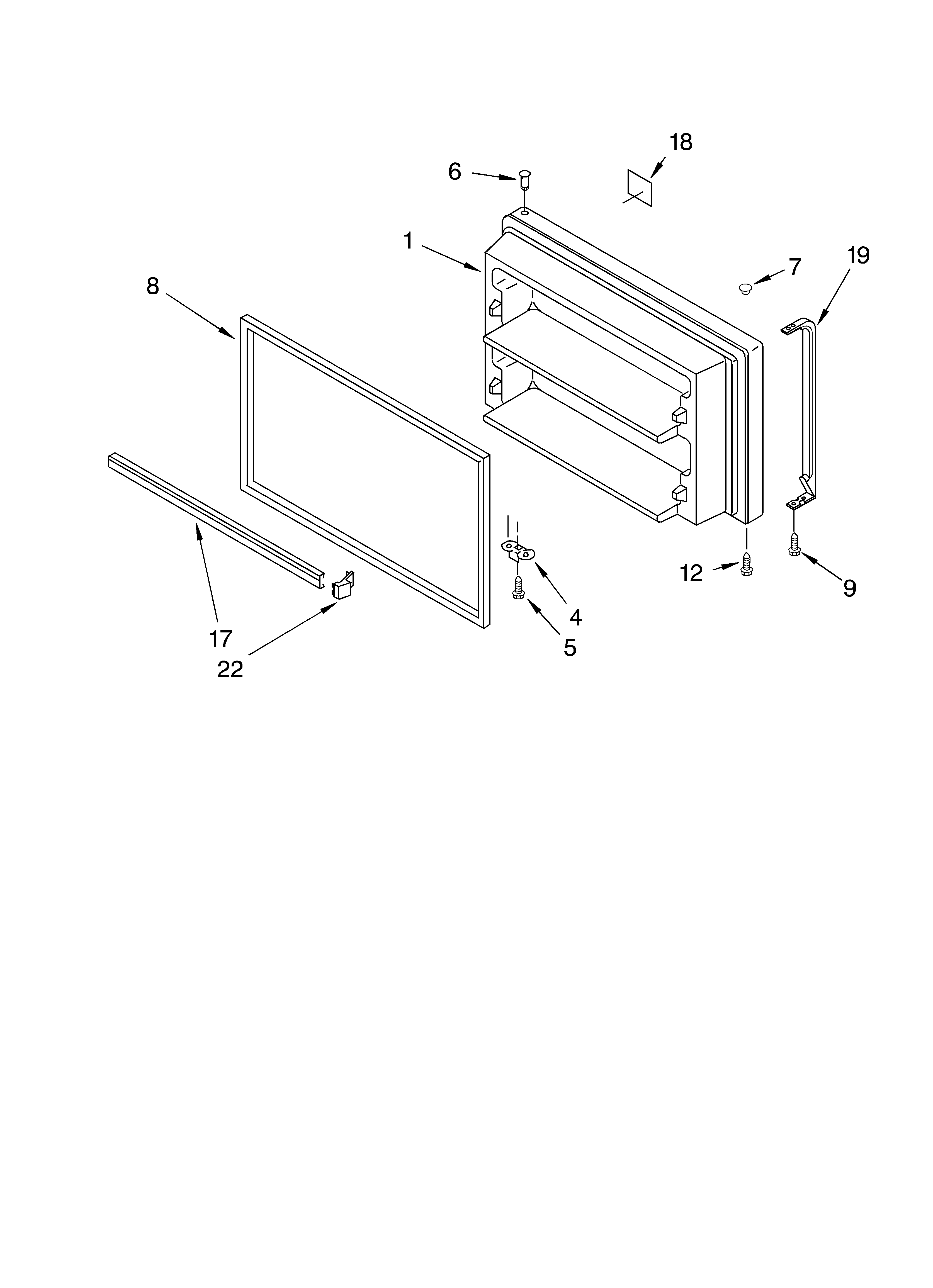 Whirlpool GT9SHKXMS00 freezer door parts, optional parts diagram