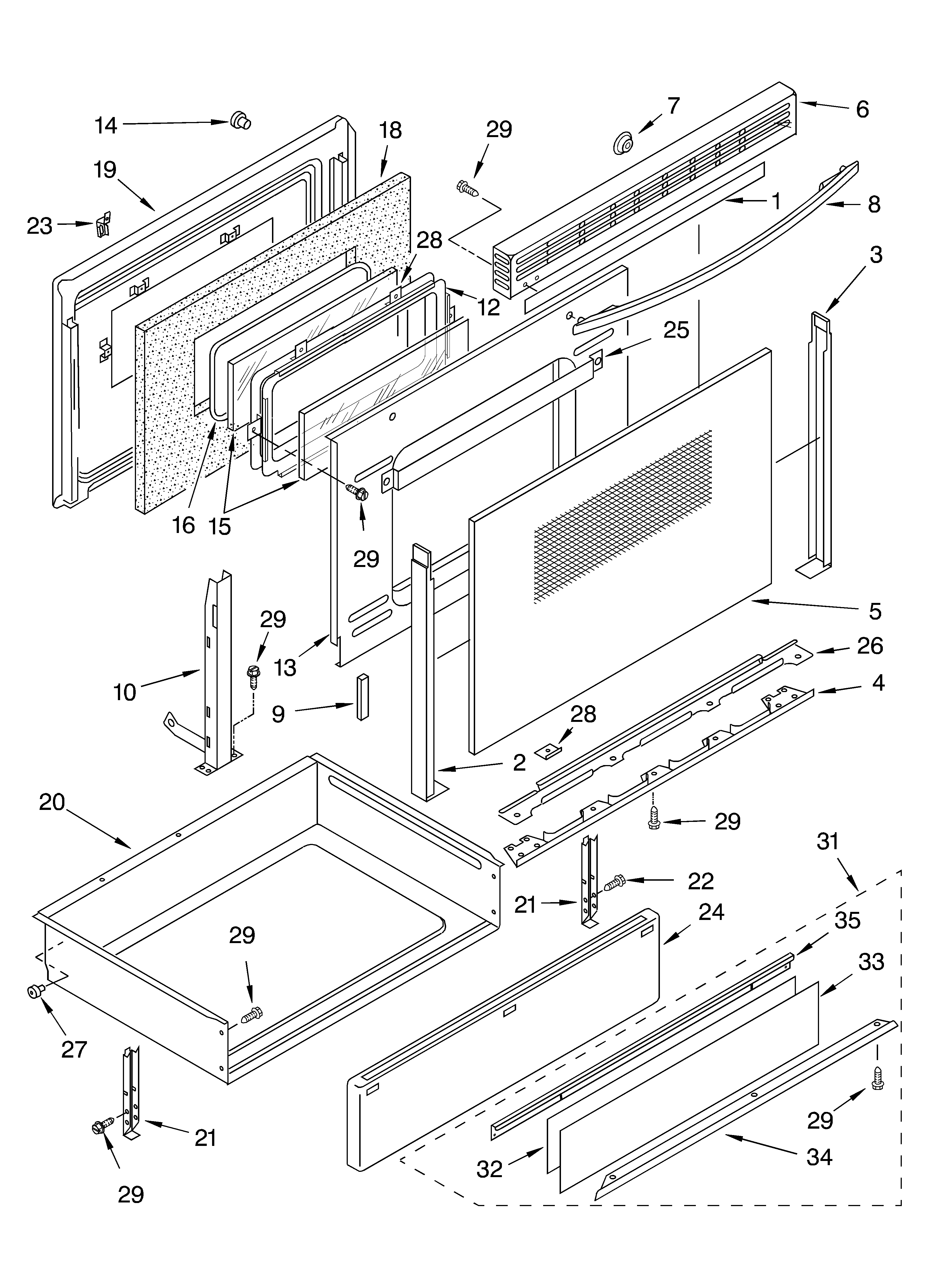 KitchenAid KERC508LSS0 door and drawer parts diagram