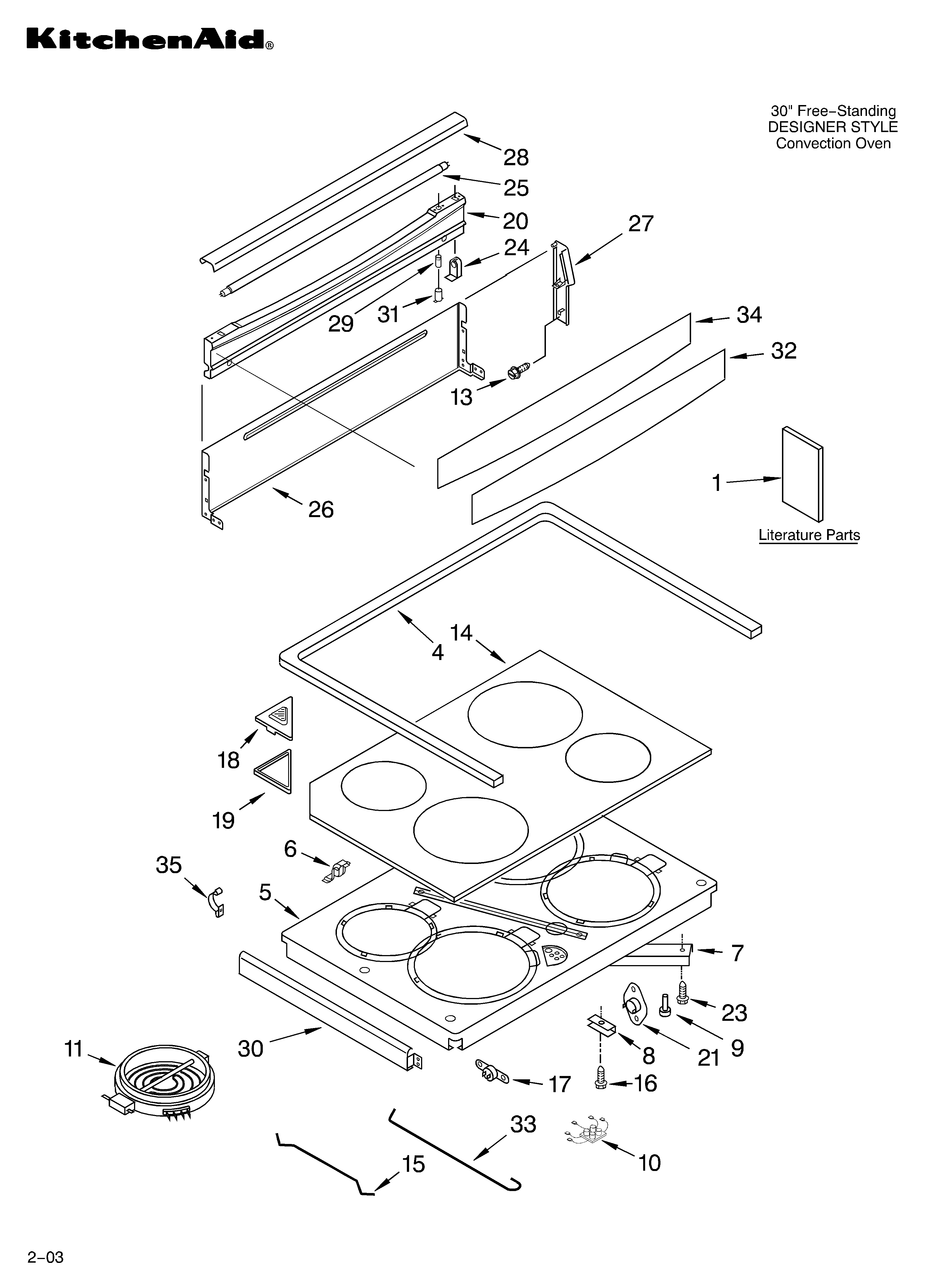 KitchenAid KERC607HWW10 cooktop parts diagram
