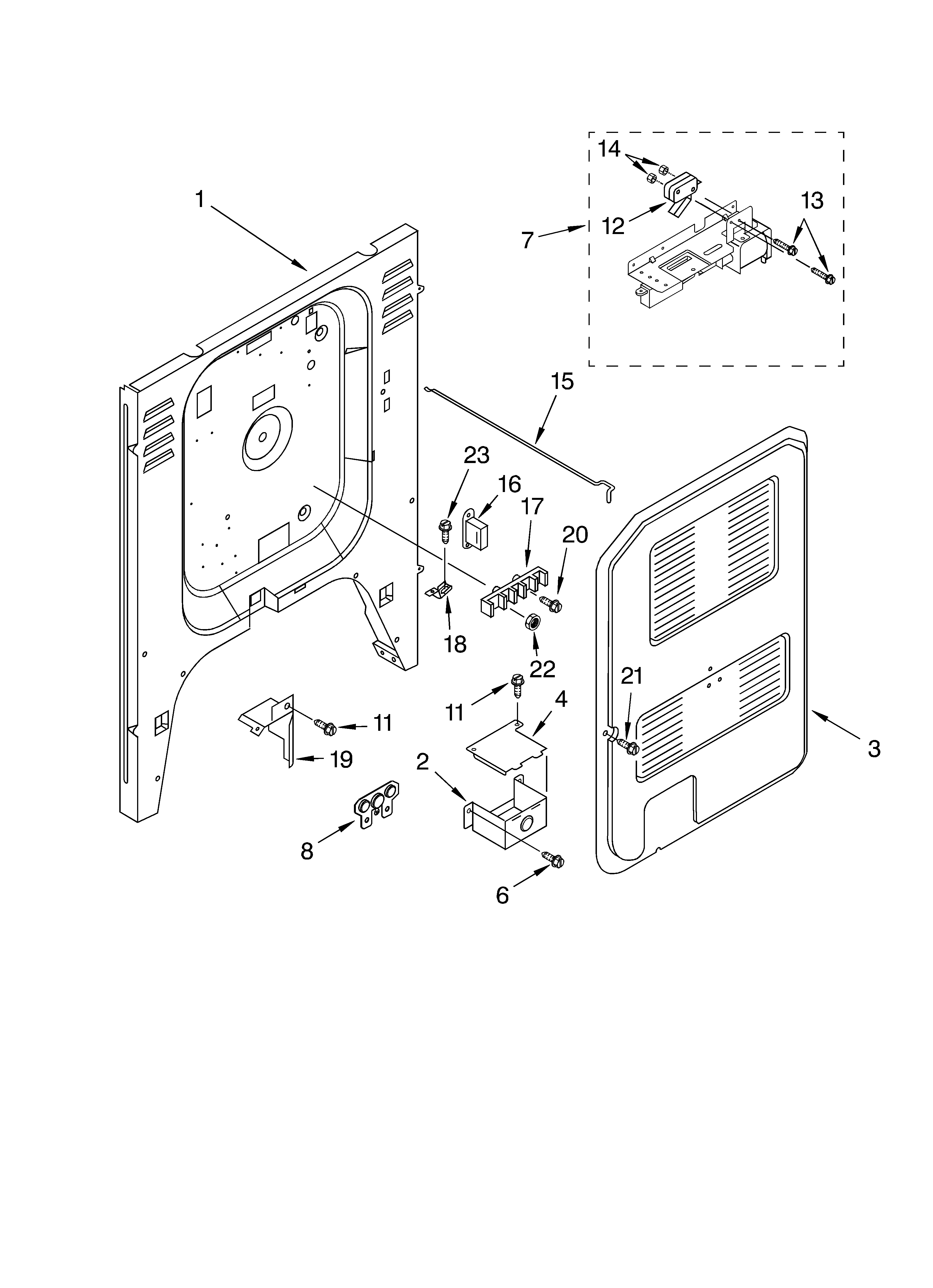 KitchenAid KERC607HWW10 rear chassis parts diagram