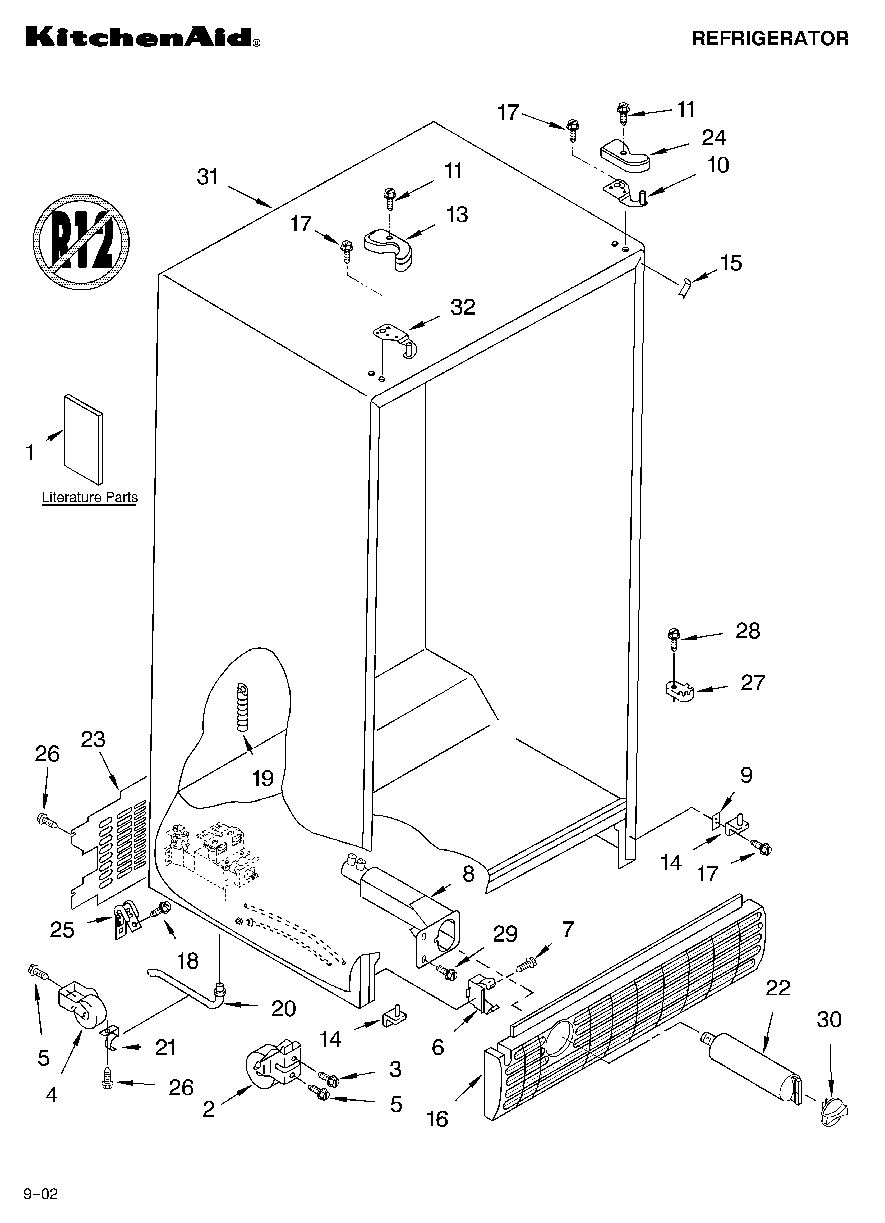 KitchenAid KSRB22FKSS03 cabinet parts diagram