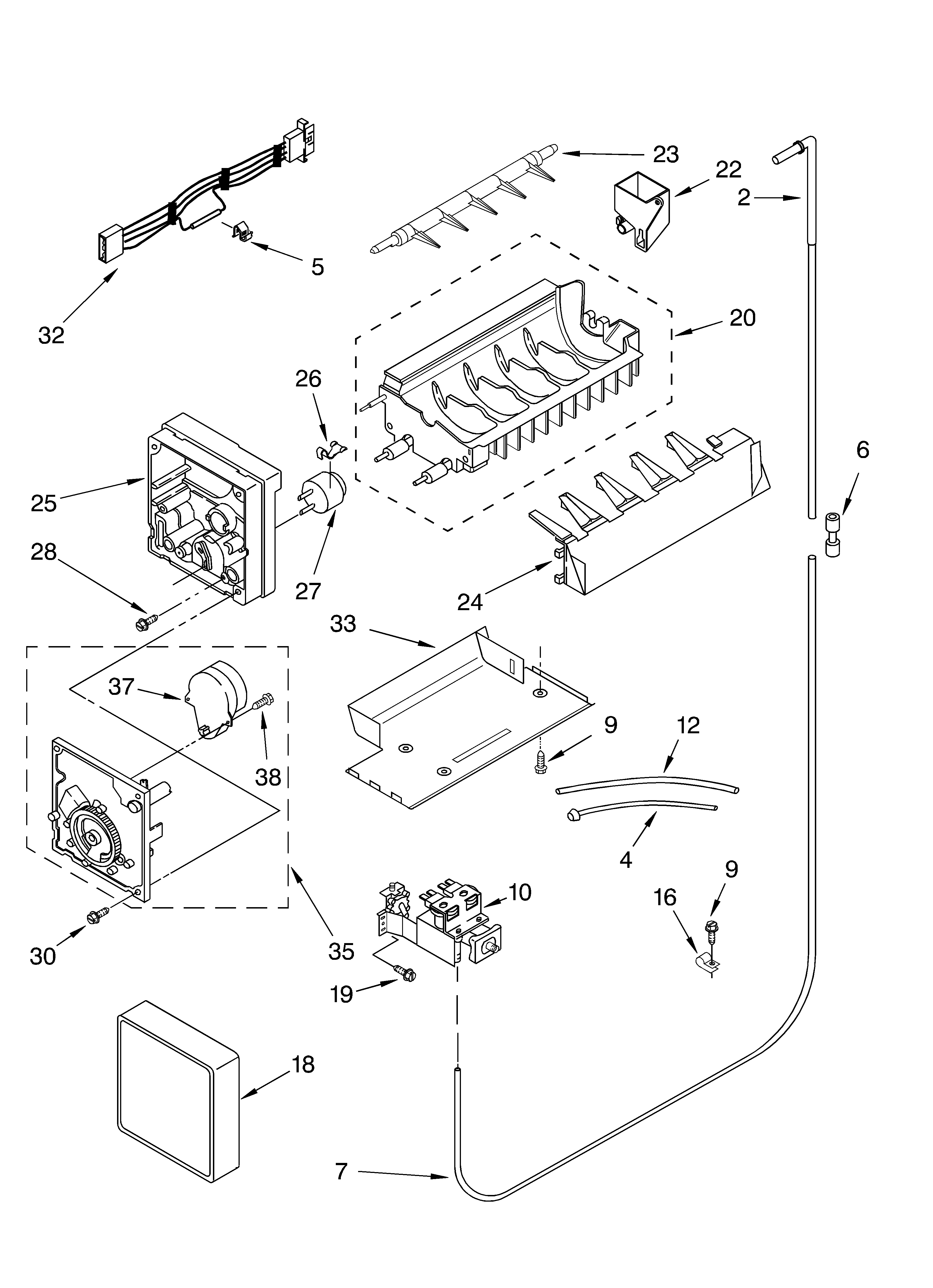 KitchenAid KSRB22FKSS03 icemaker parts diagram