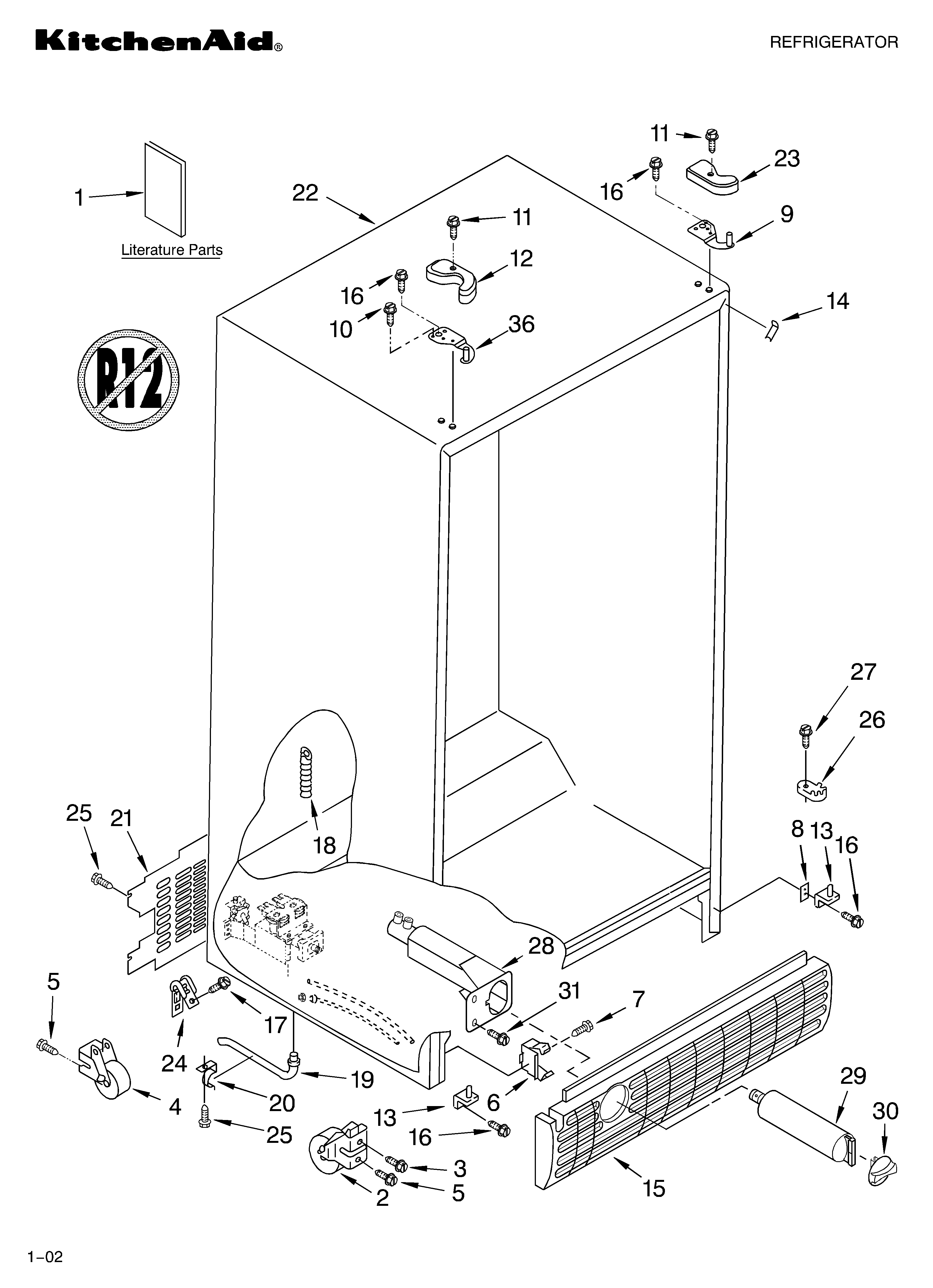 KitchenAid KSRS25IKSS03 cabinet parts diagram