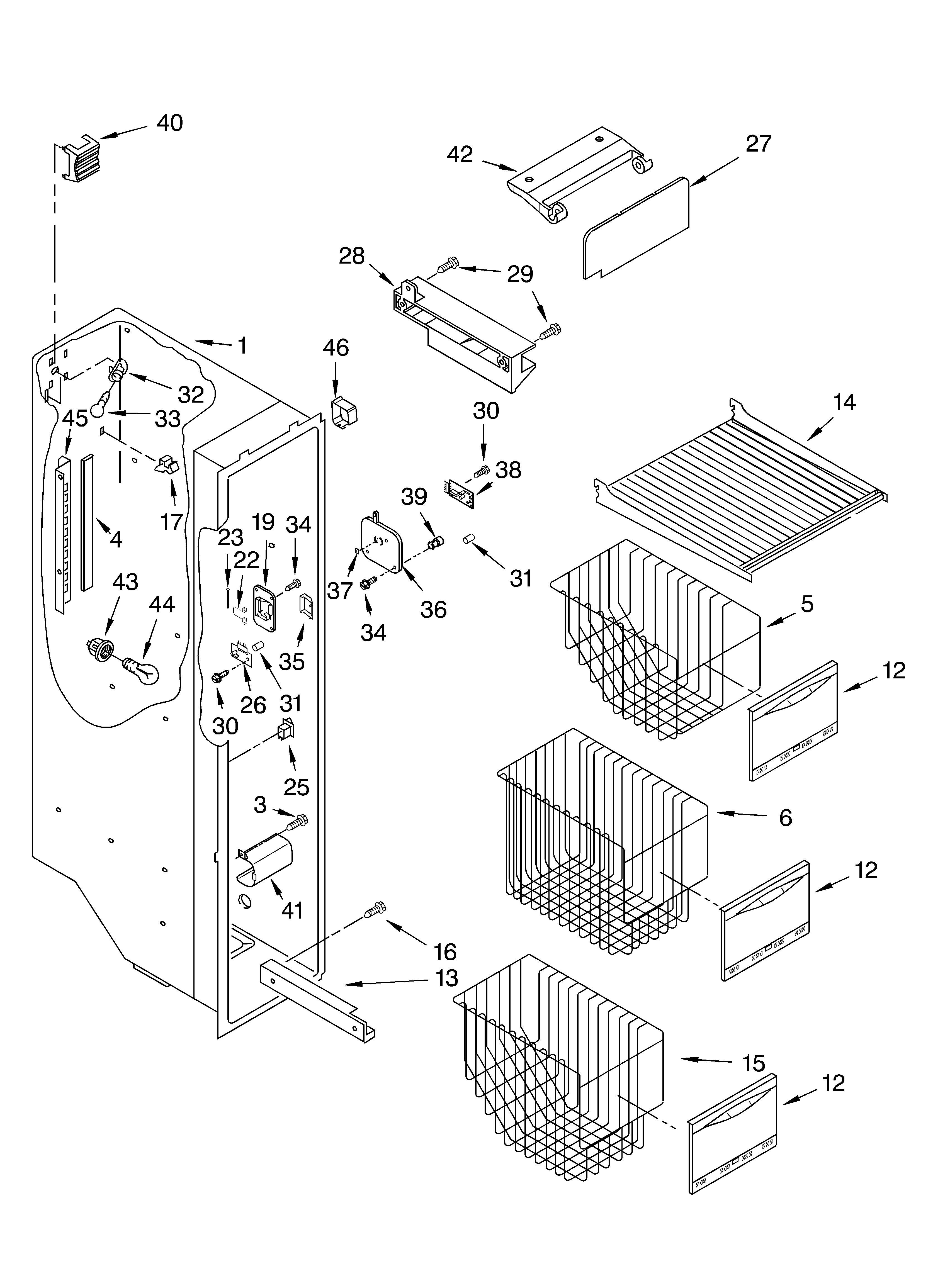 KitchenAid KSRS25IKSS03 freezer liner parts diagram