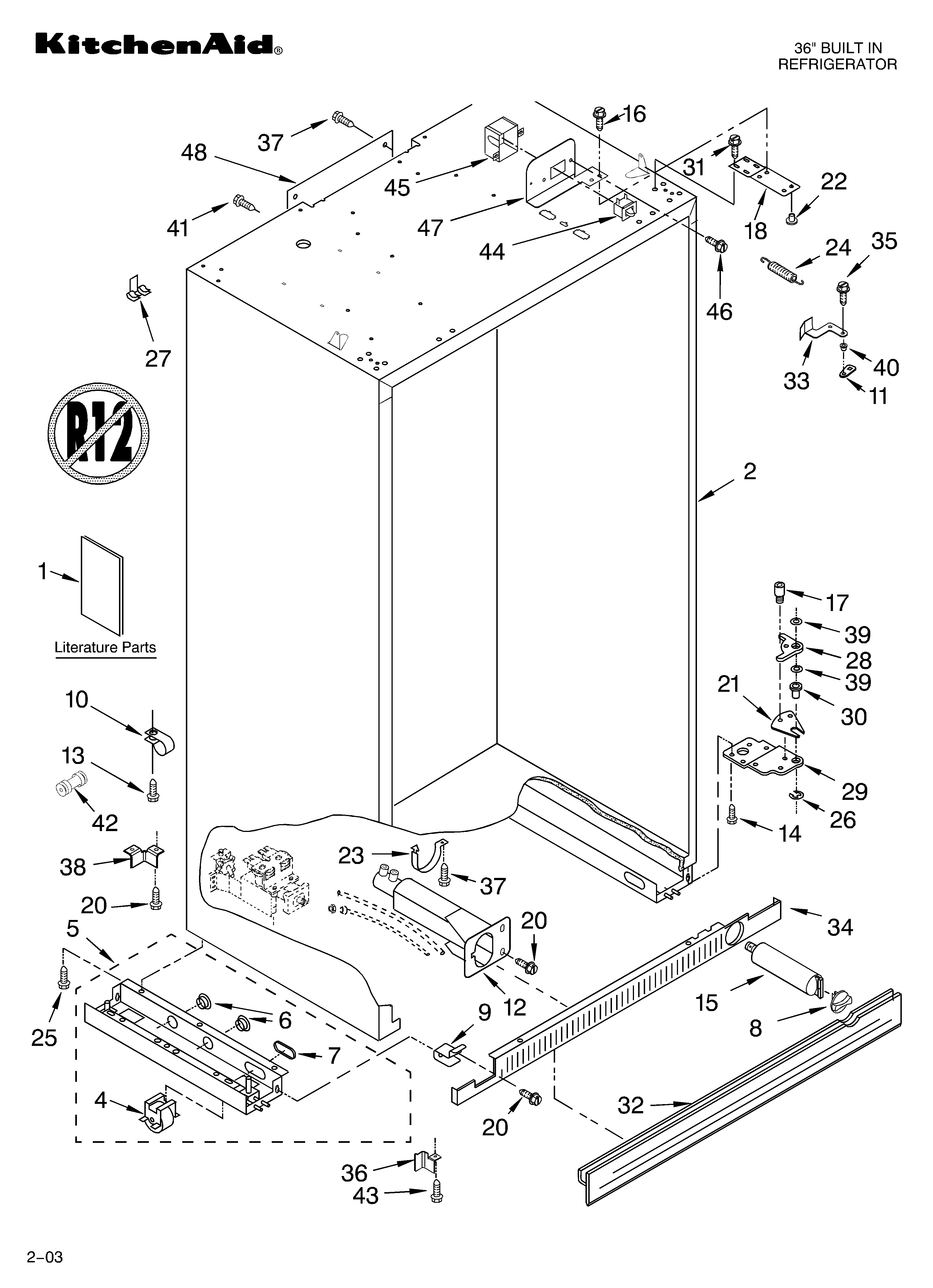 KitchenAid KSSC36QKS02 cabinet parts diagram