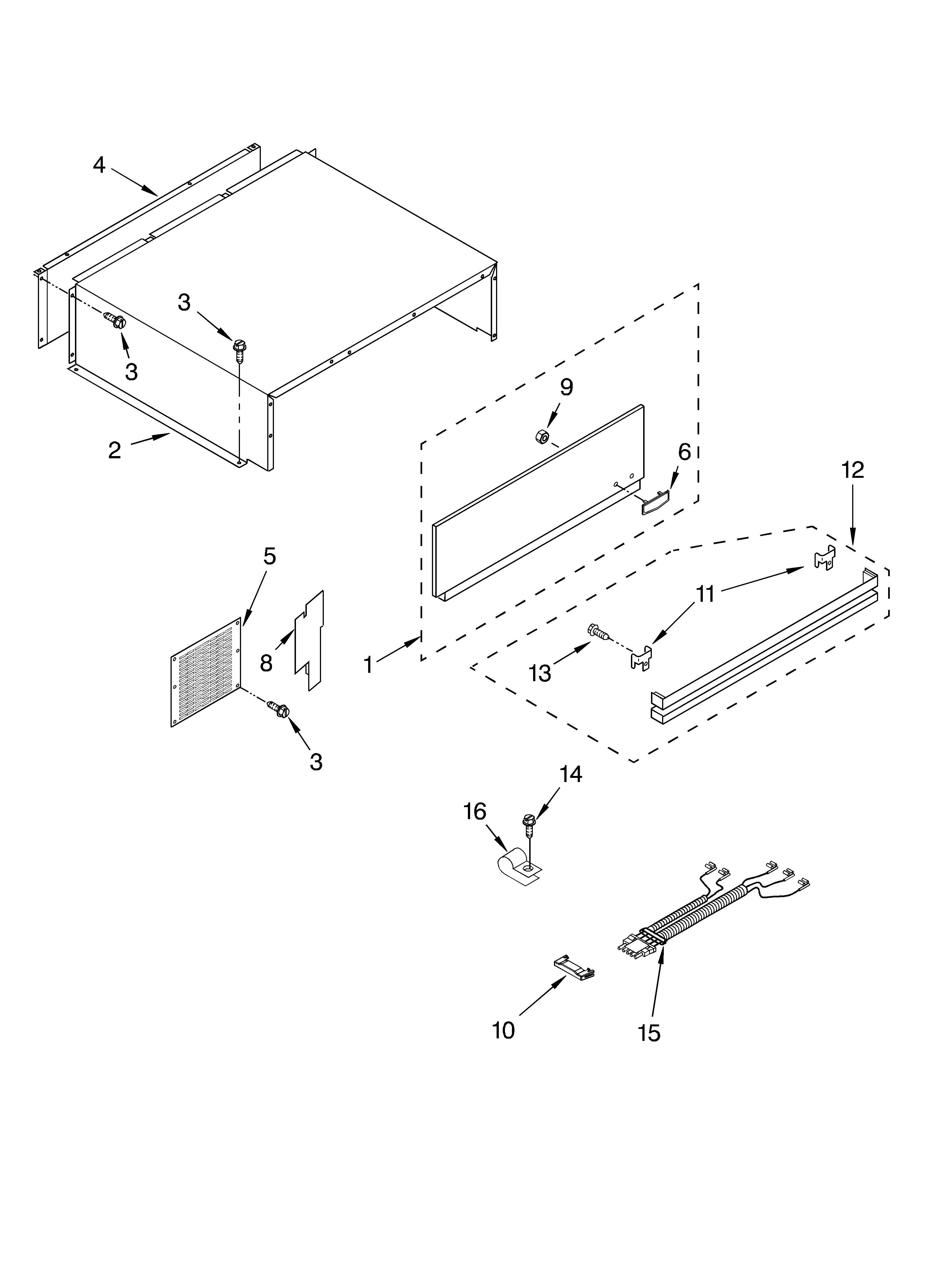 KitchenAid KSSC36QKS02 top grille and unit cover parts diagram