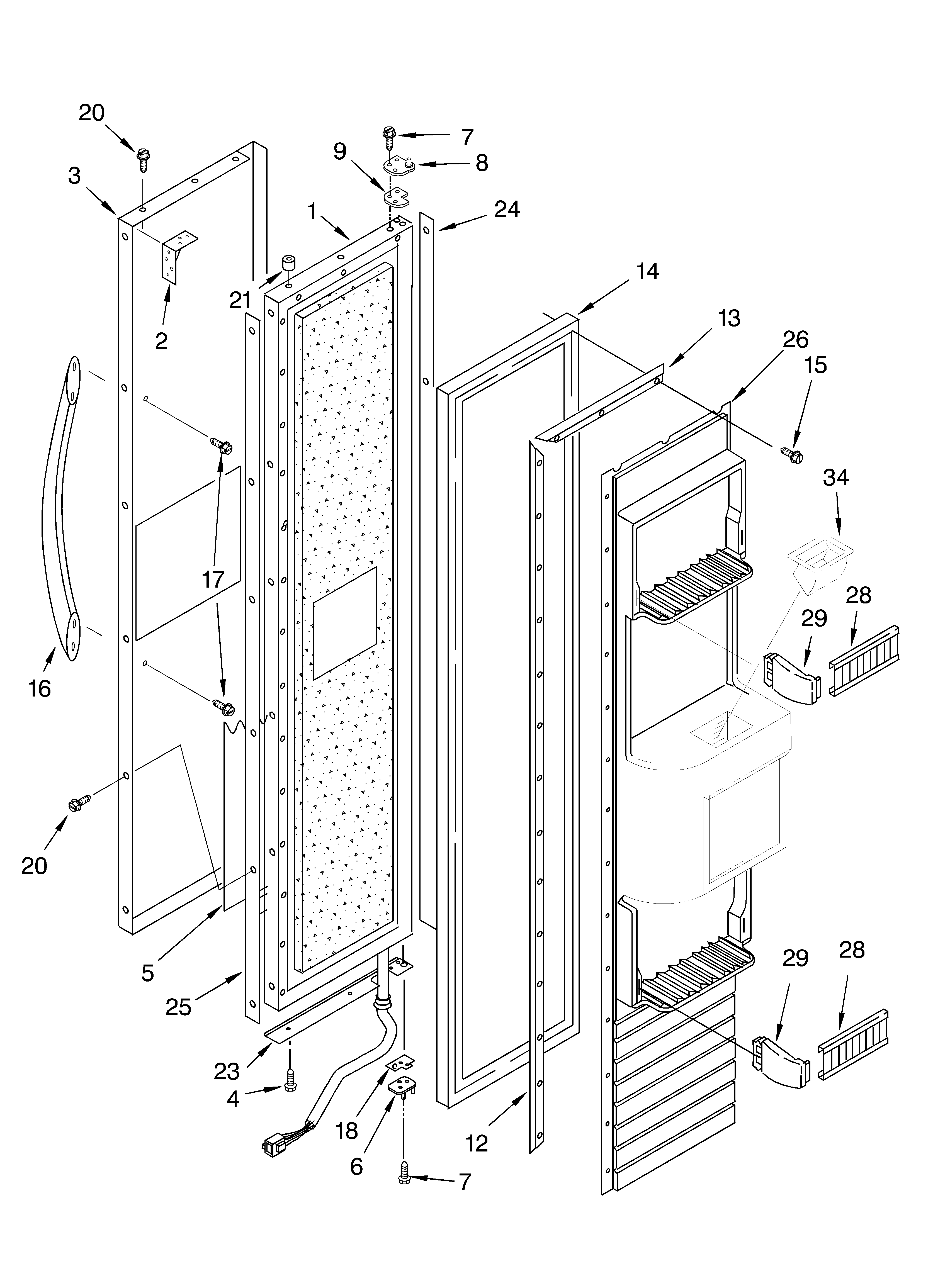 KitchenAid KSSC36QKS02 freezer door parts diagram