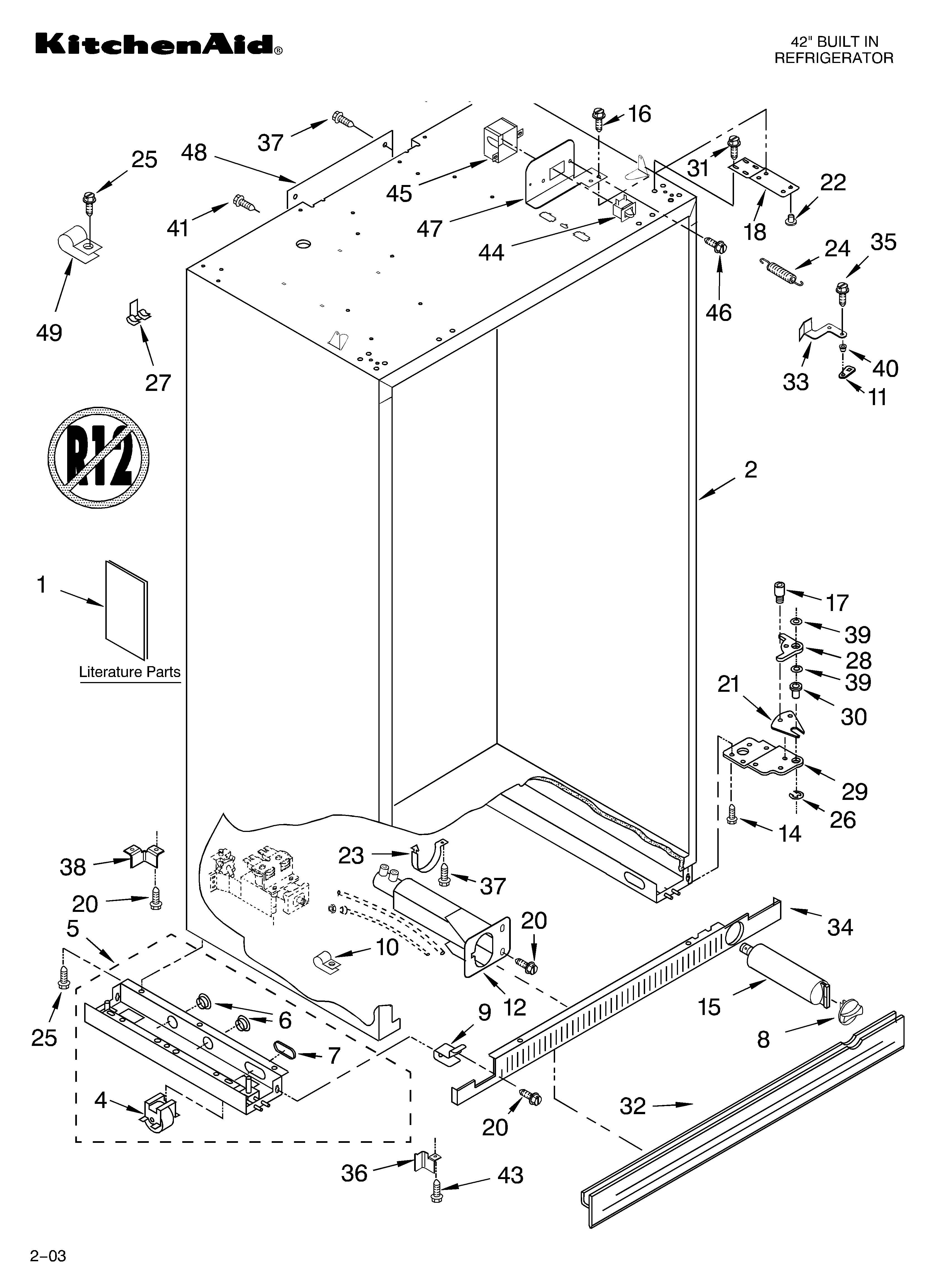 KitchenAid KSSC42FKS02 cabinet parts diagram