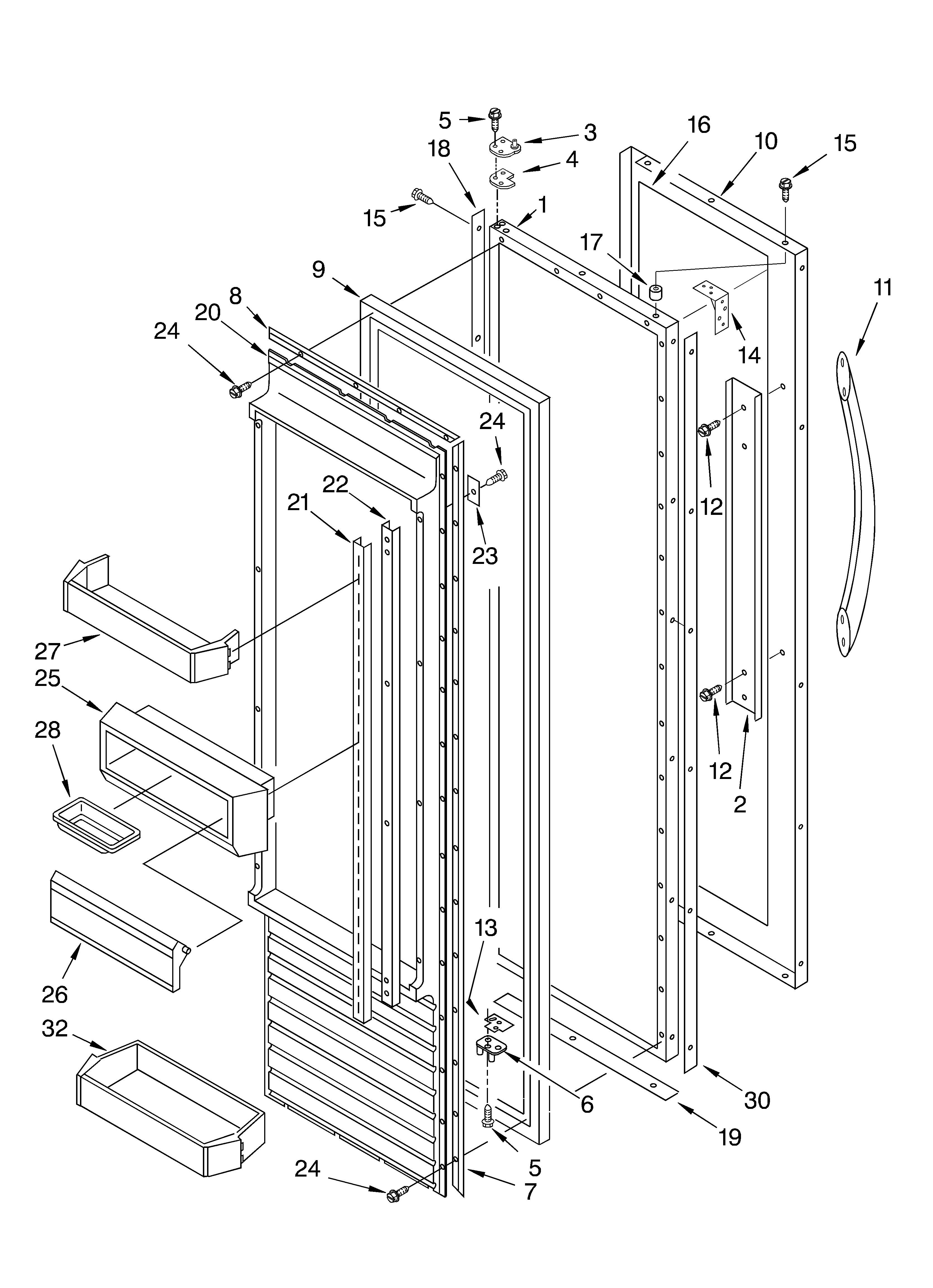 KitchenAid KSSC42FKS02 refrigerator door parts diagram