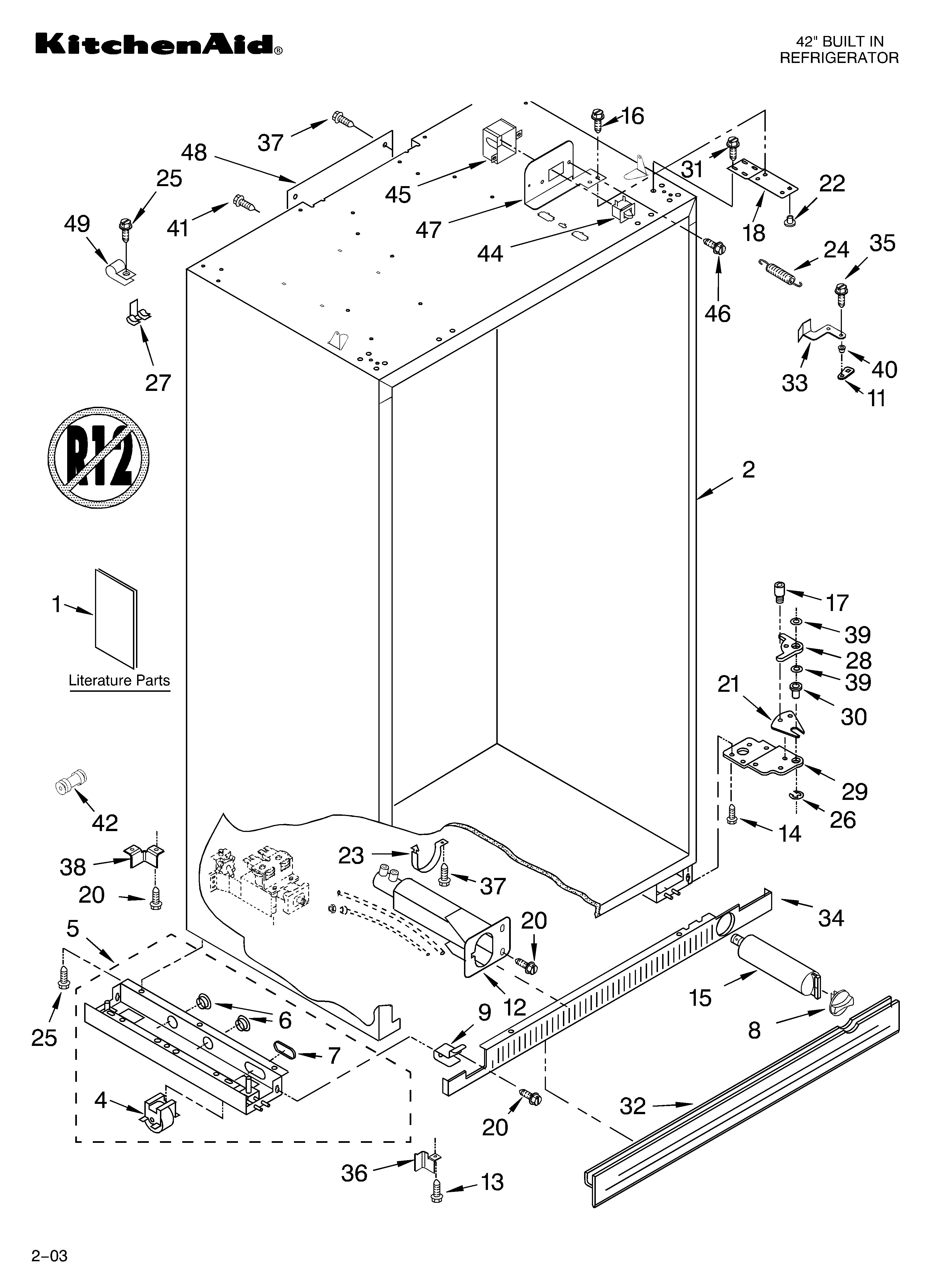 KitchenAid KSSC42QKS02 cabinet parts diagram