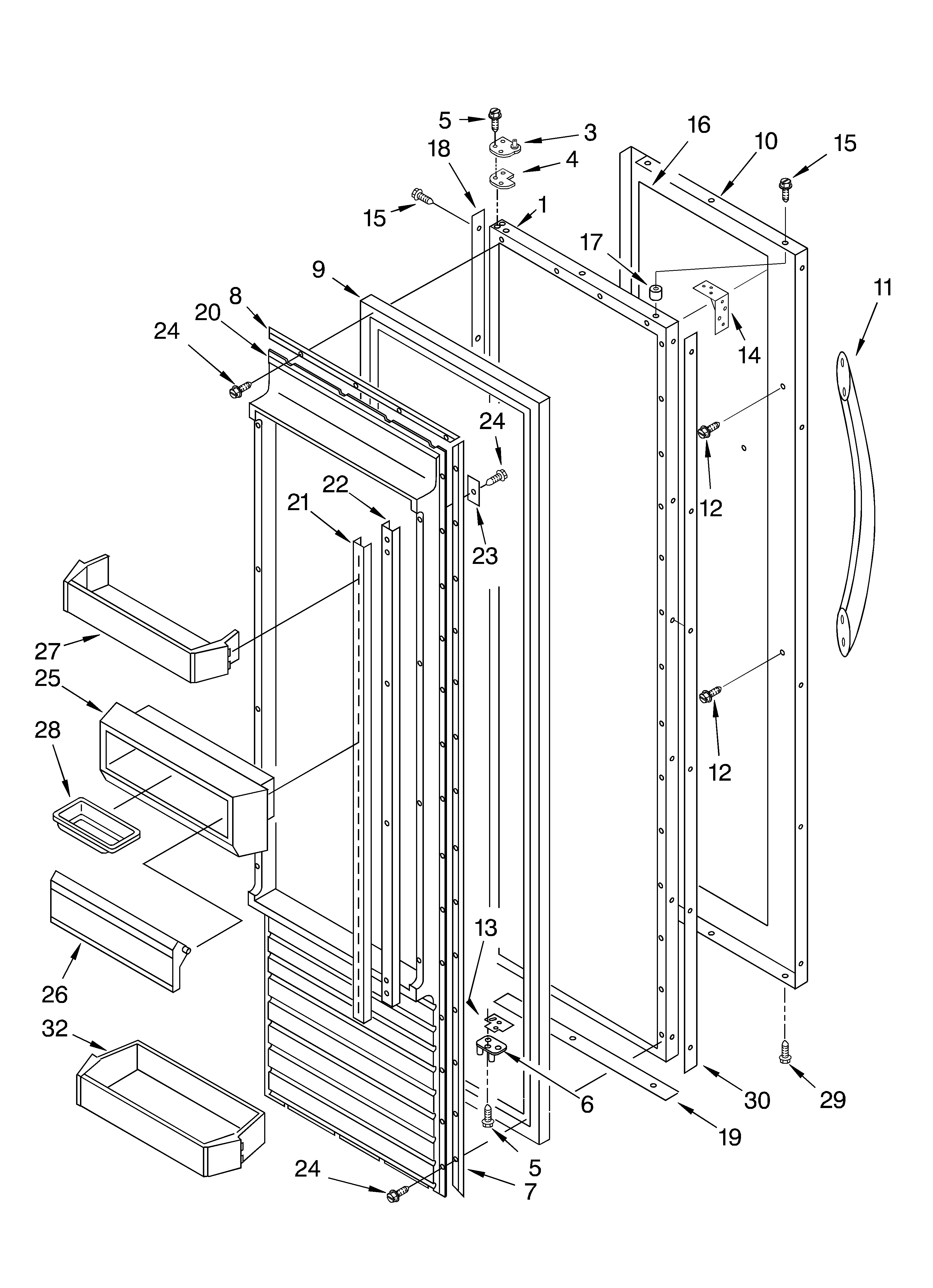 KitchenAid KSSC42QKS02 refrigerator door parts diagram